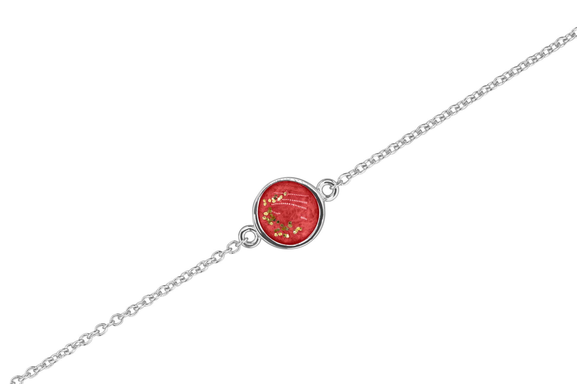 Round Chain Bracelet in DSC0902 Red - Silver memorial jewellery