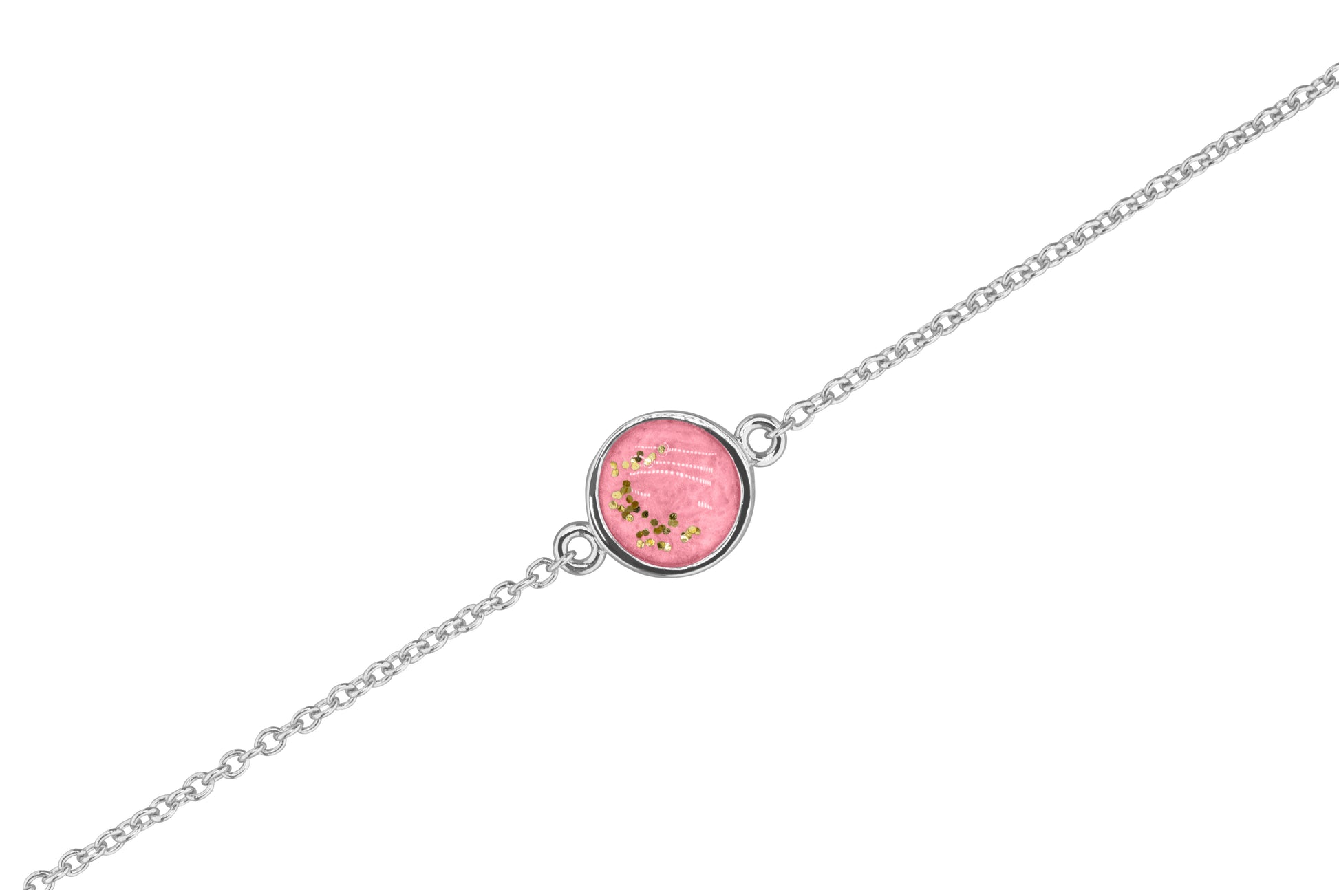 Round Chain Bracelet in DSC0902 Soft Pink - Silver memorial jewellery