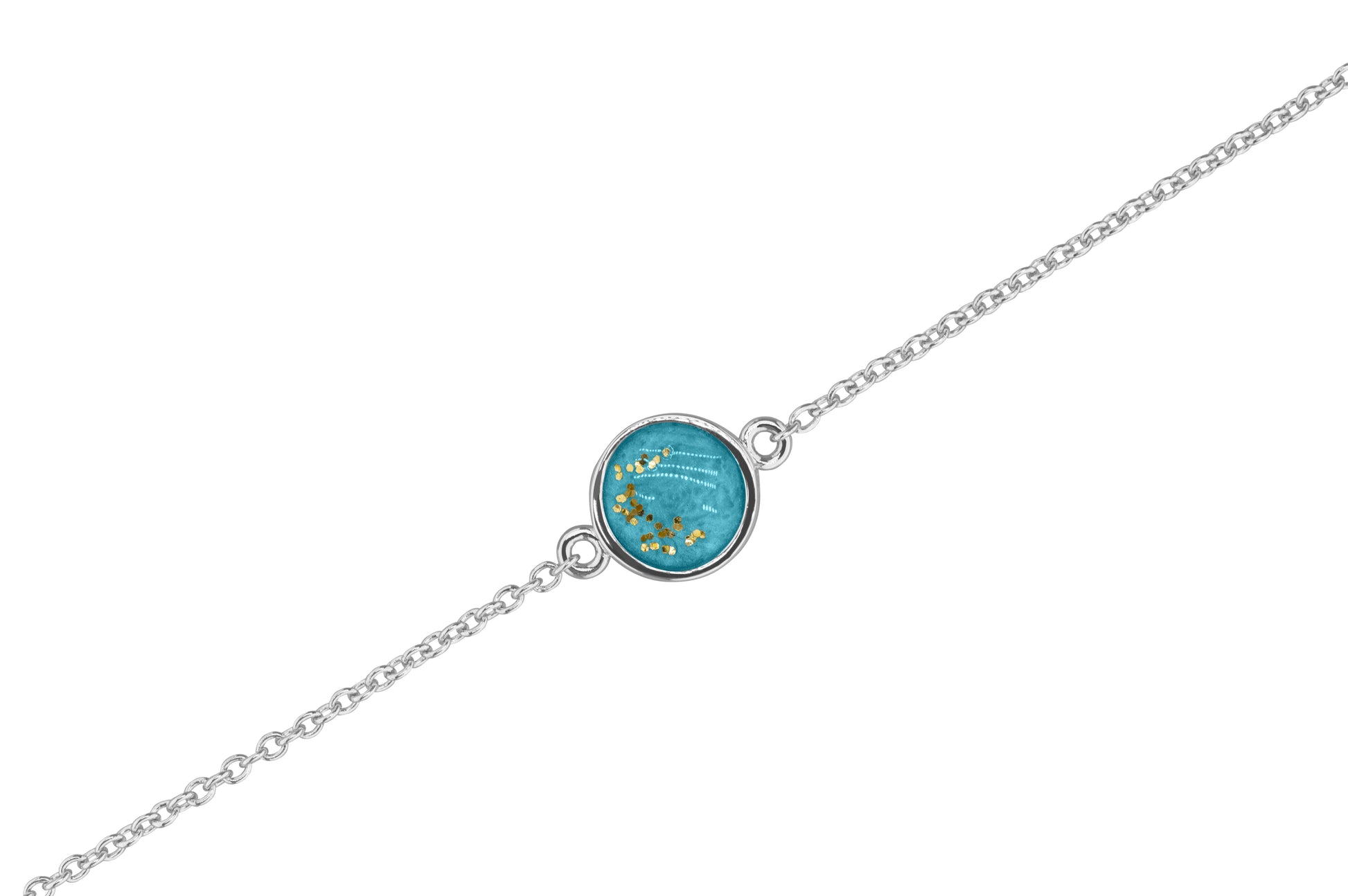 Round Chain Bracelet in DSC0902 Turquoise - Silver memorial jewellery
