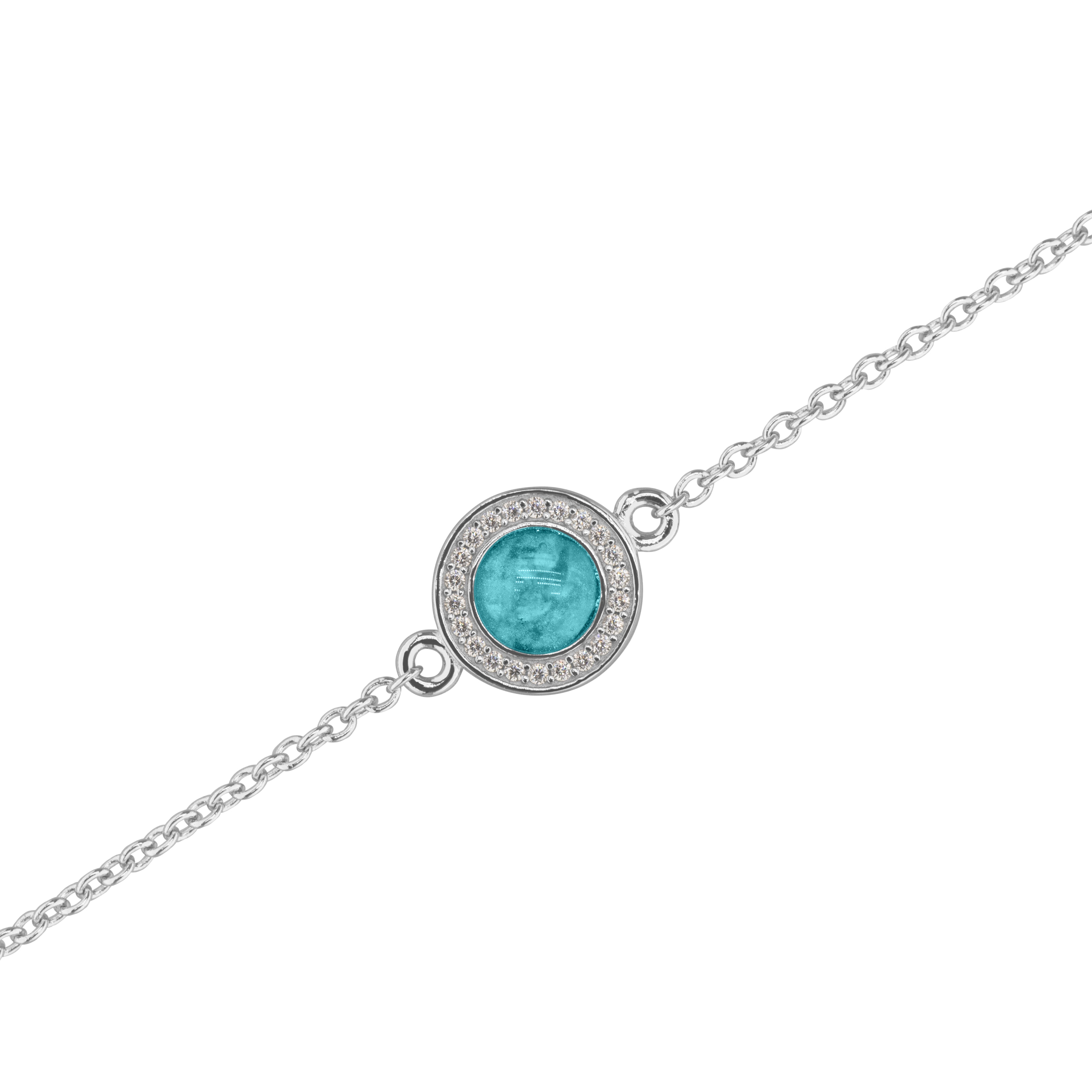 Round Gem Chain Bracelet in DSC0904 Aqua - Silver memorial jewellery
