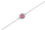 Round Gem Chain Bracelet in DSC0904 Fluo Pink - Silver memorial jewellery