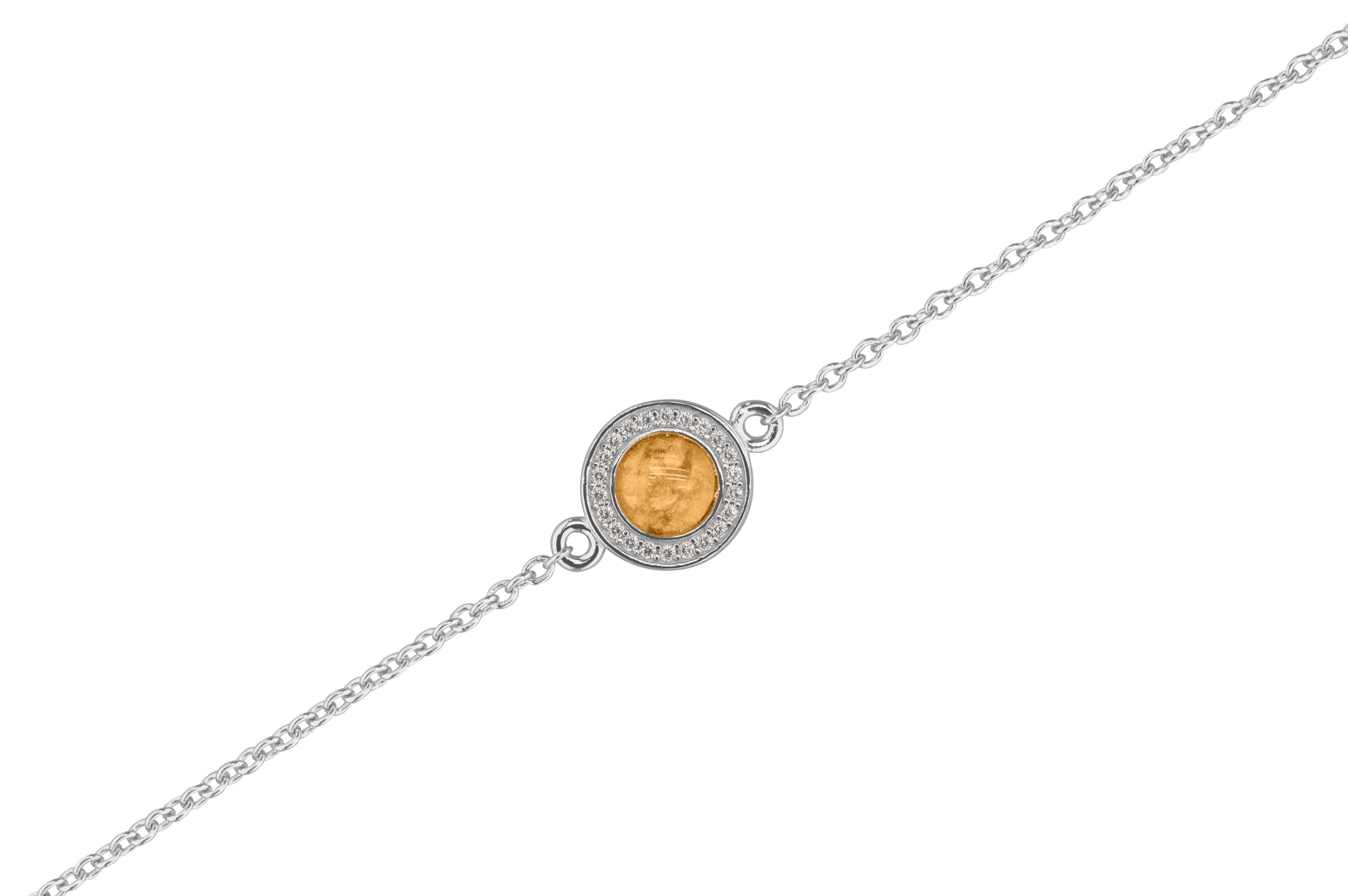 Round Gem Chain Bracelet in DSC0904 Gold - Silver memorial jewellery