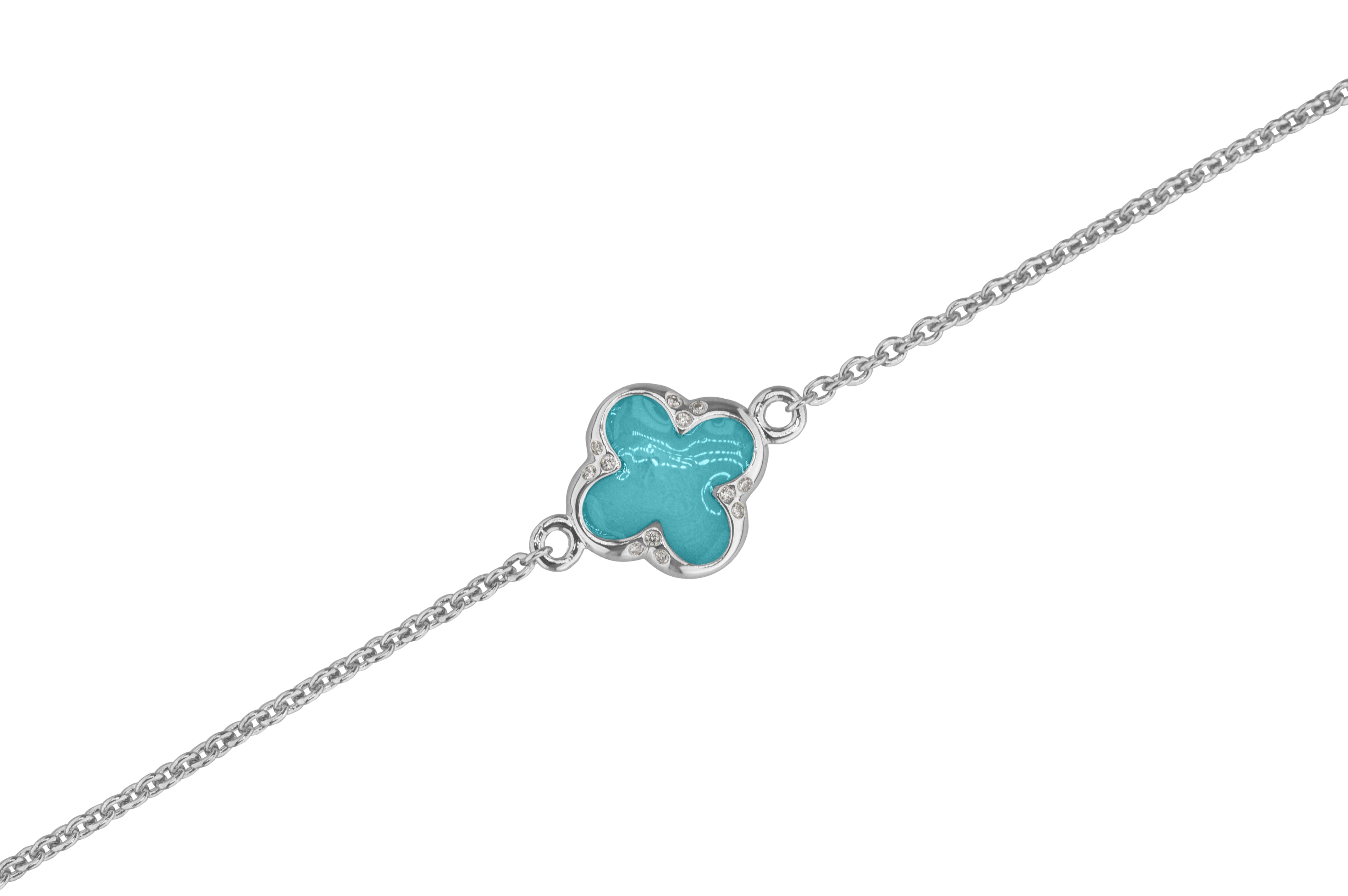 Clover Bracelet in DSC0907 Aqua - Silver memorial jewellery