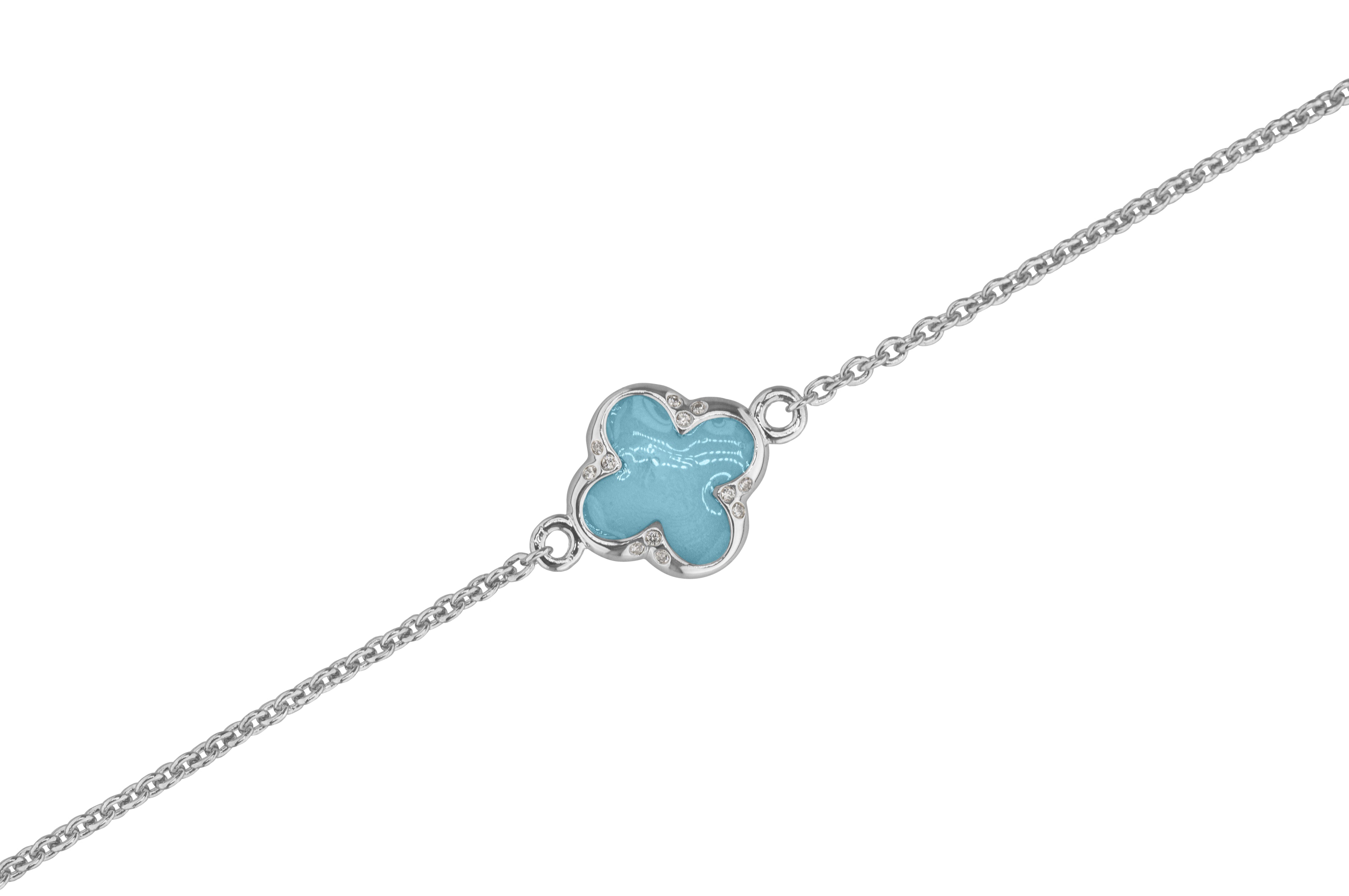 Clover Bracelet in DSC0907 Baby Blue - Silver memorial jewellery