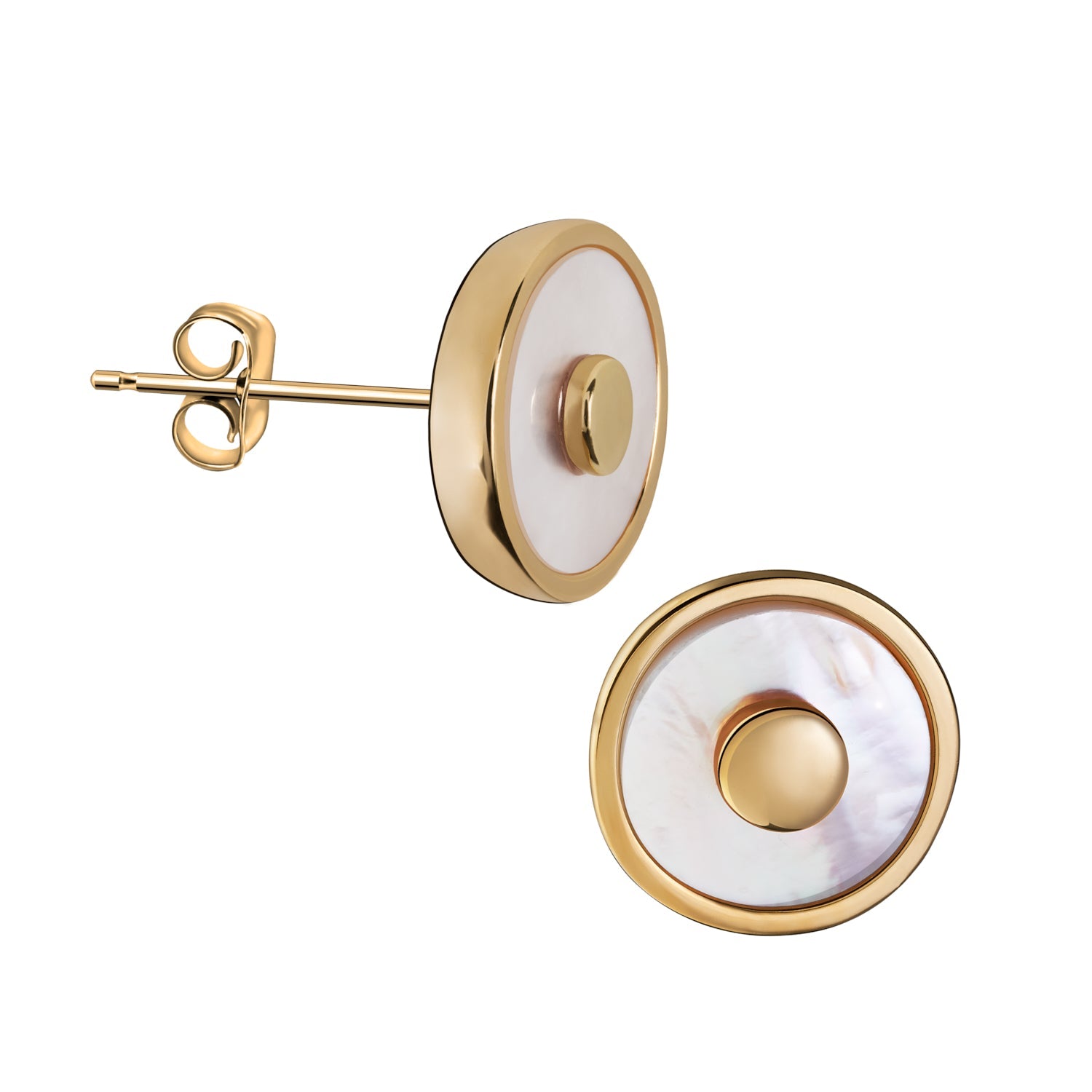 Mother of Pearl Stud Earrings Gold Vermeil