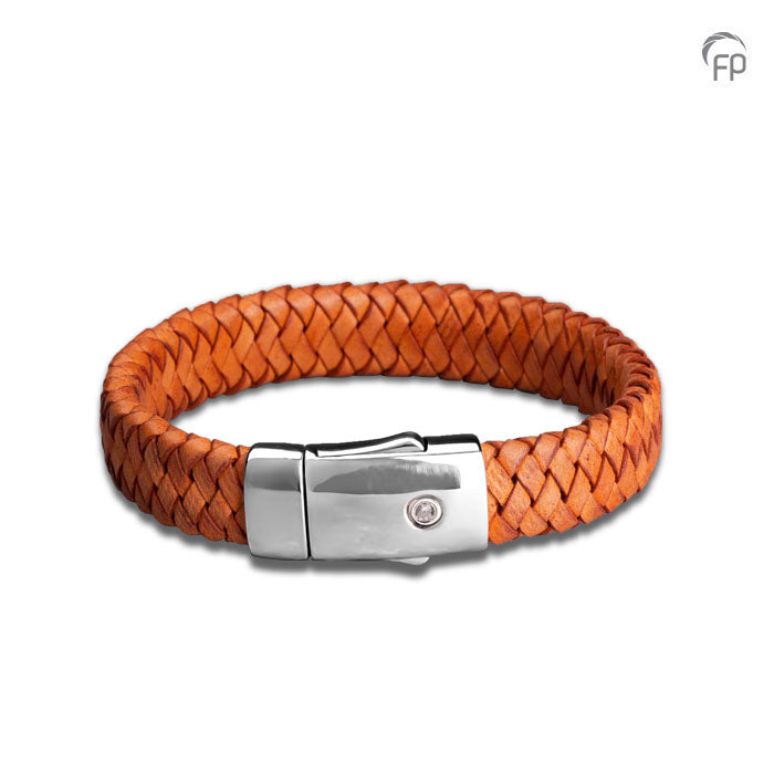 Embrace Braided Tan Leather Bracelet - ashes bracelet with sterling silver clasp