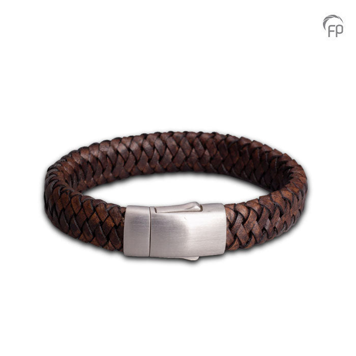 Embrace Braided Dark Brown Leather Bracelet - ashes bracelet with sterling silver clasp