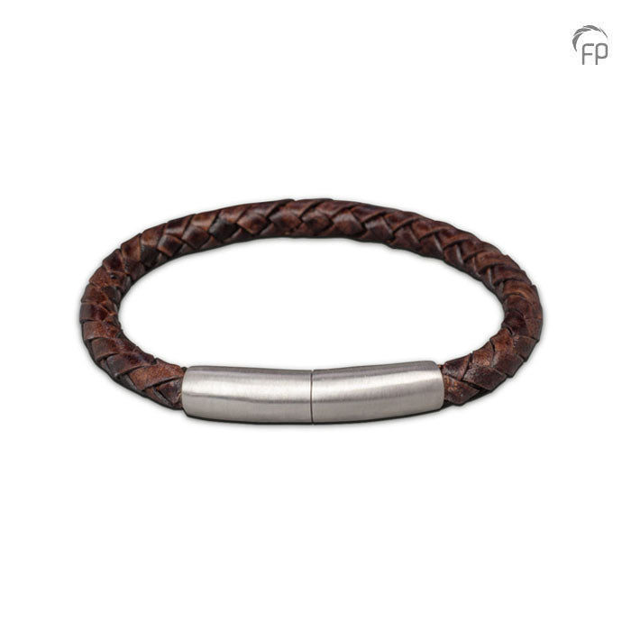 Embrace Braided Dark Brown Slim Leather Bracelet - ashes bracelet with sterling silver clasp