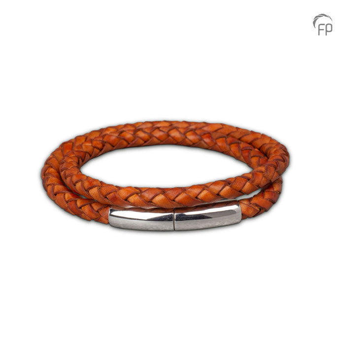 Embrace Braided Tan Wrap Around Leather Bracelet - ashes bracelet with sterling silver clasp