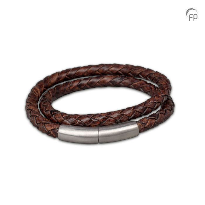 Embrace Braided Dark Brown Wrap Around Leather Bracelet - ashes bracelet with sterling silver clasp