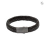 Embrace Braided Black & Grey Leather Bracelet - ashes bracelet with sterling silver clasp