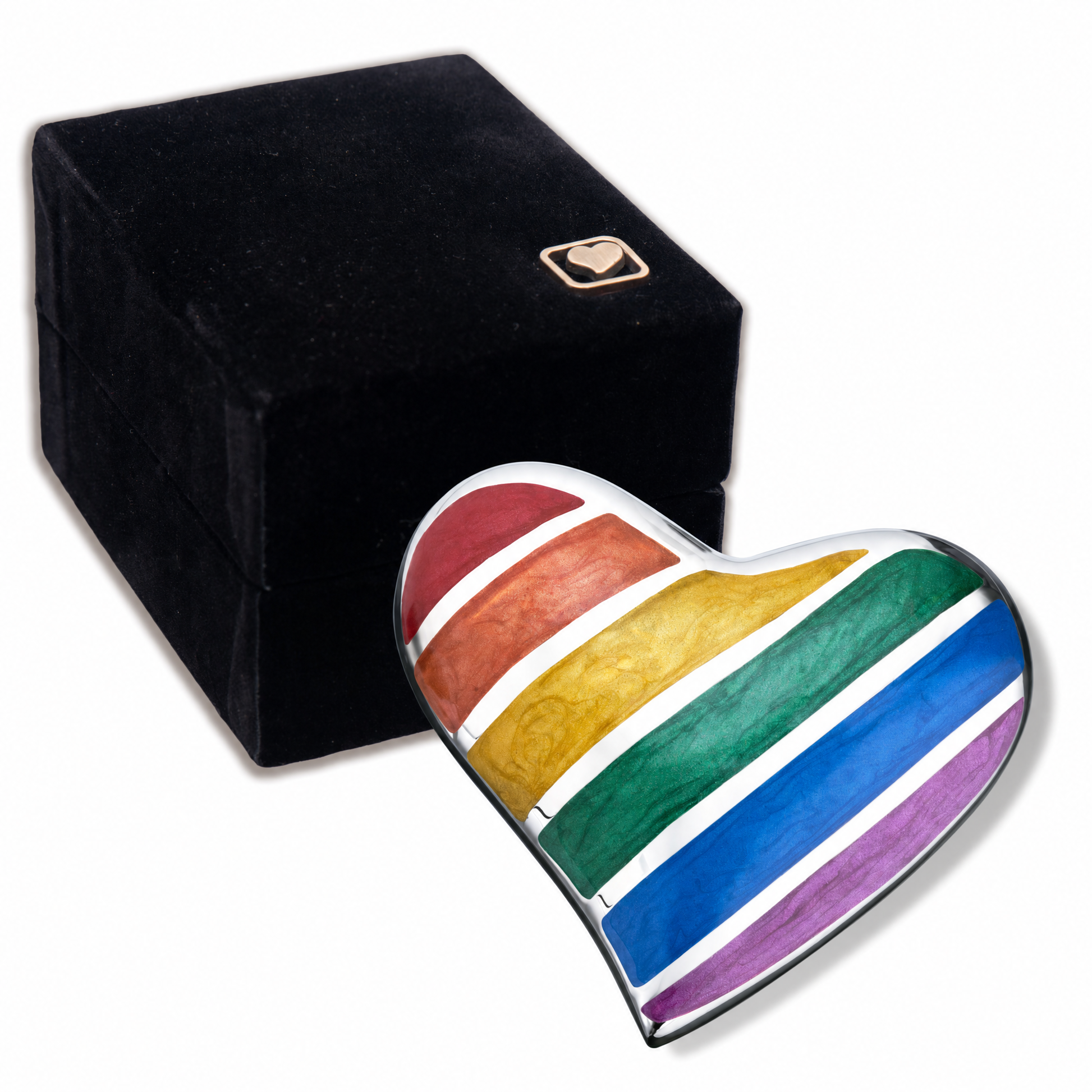 Pride™ Rainbow Heart Keepsake Urn Pol Silver