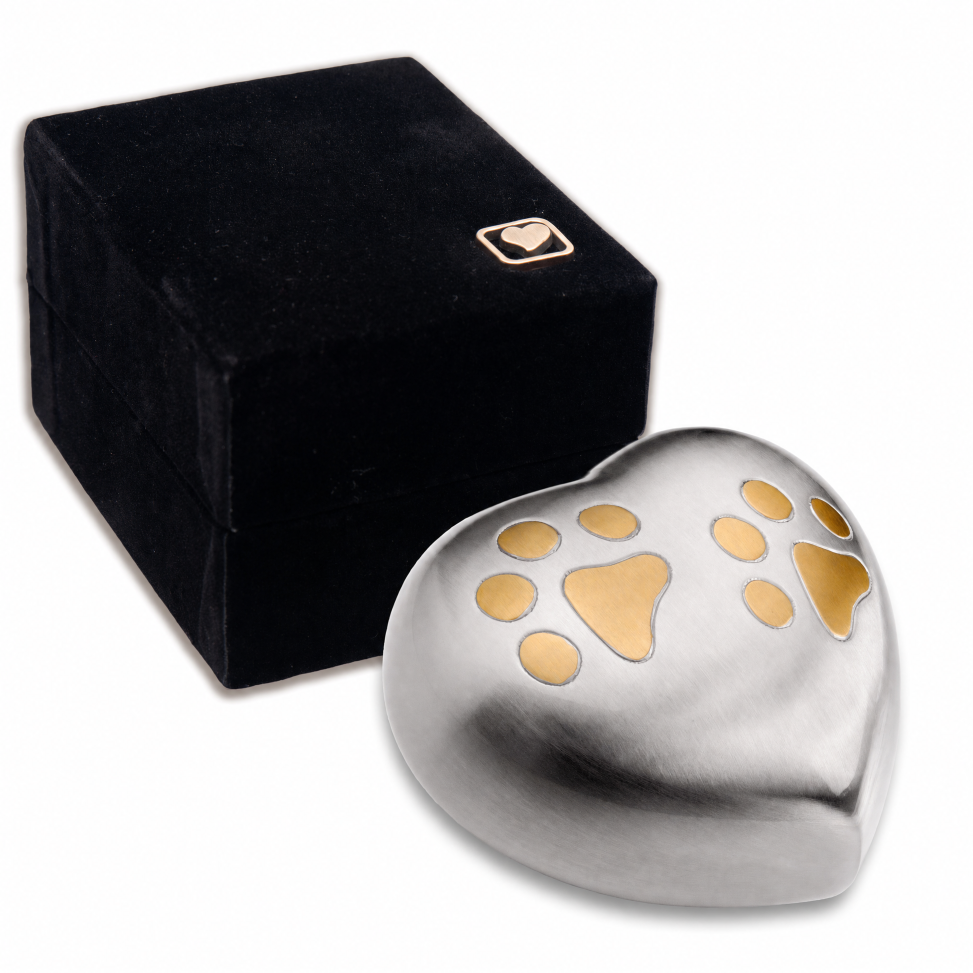 Keepsake Double Paw Heart Pet Urn Bru Pewter