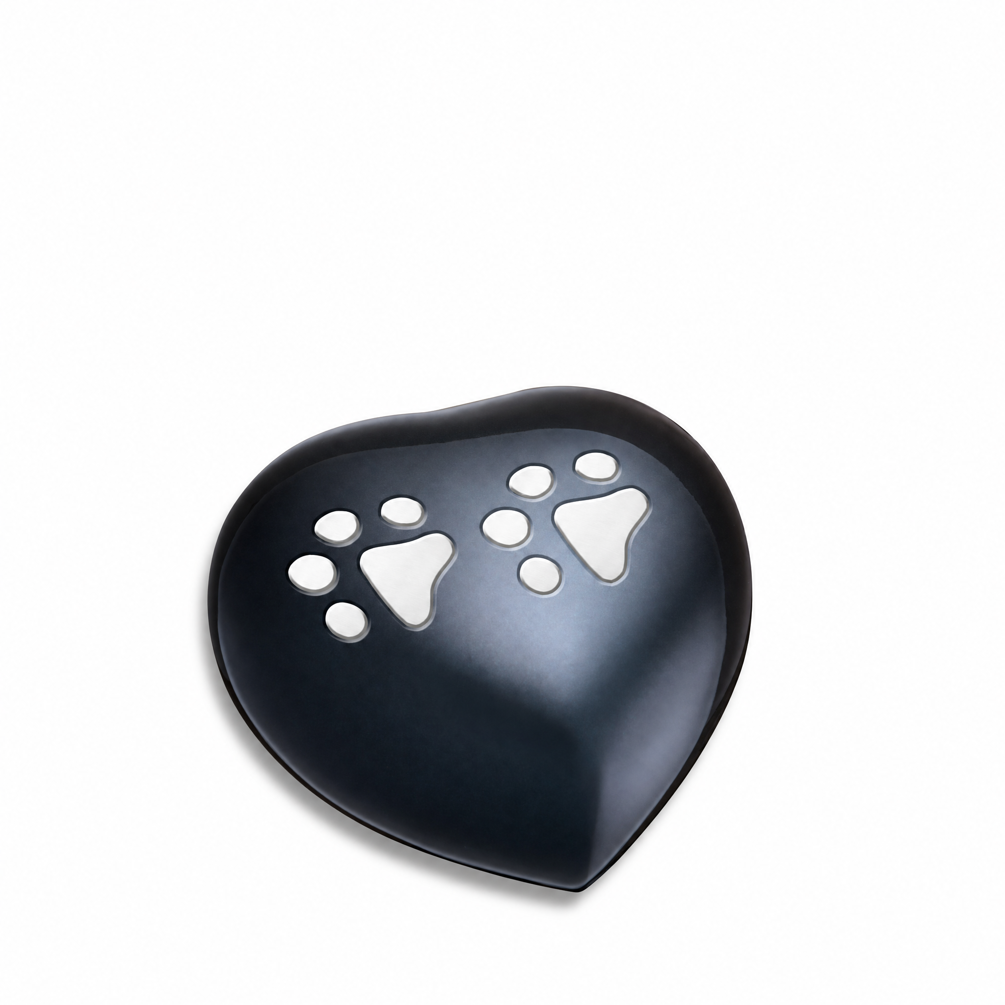 Keepsake Double Paw Heart Pet Urn Midnight & Bru Pewter