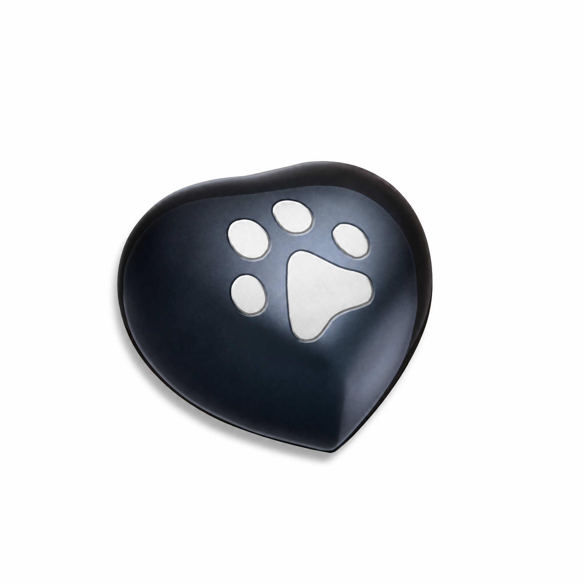 Keepsake Single Paw Heart Pet Urn Midnight & Bru Pewter