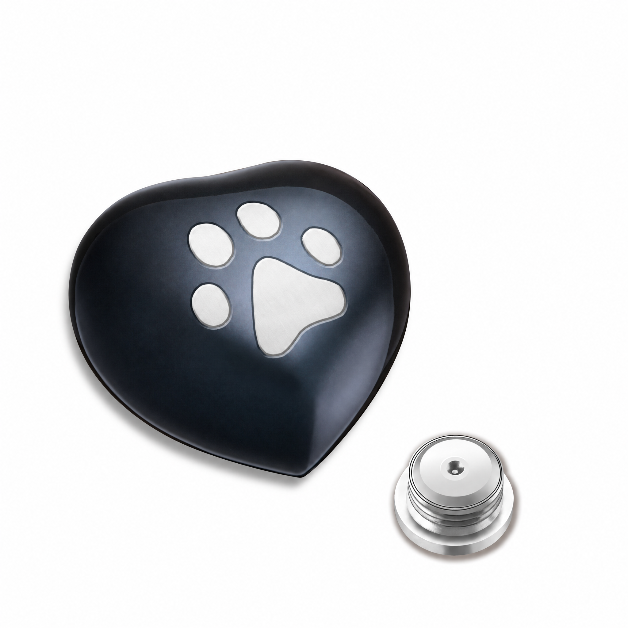 Keepsake Single Paw Heart Pet Urn Midnight & Bru Pewter