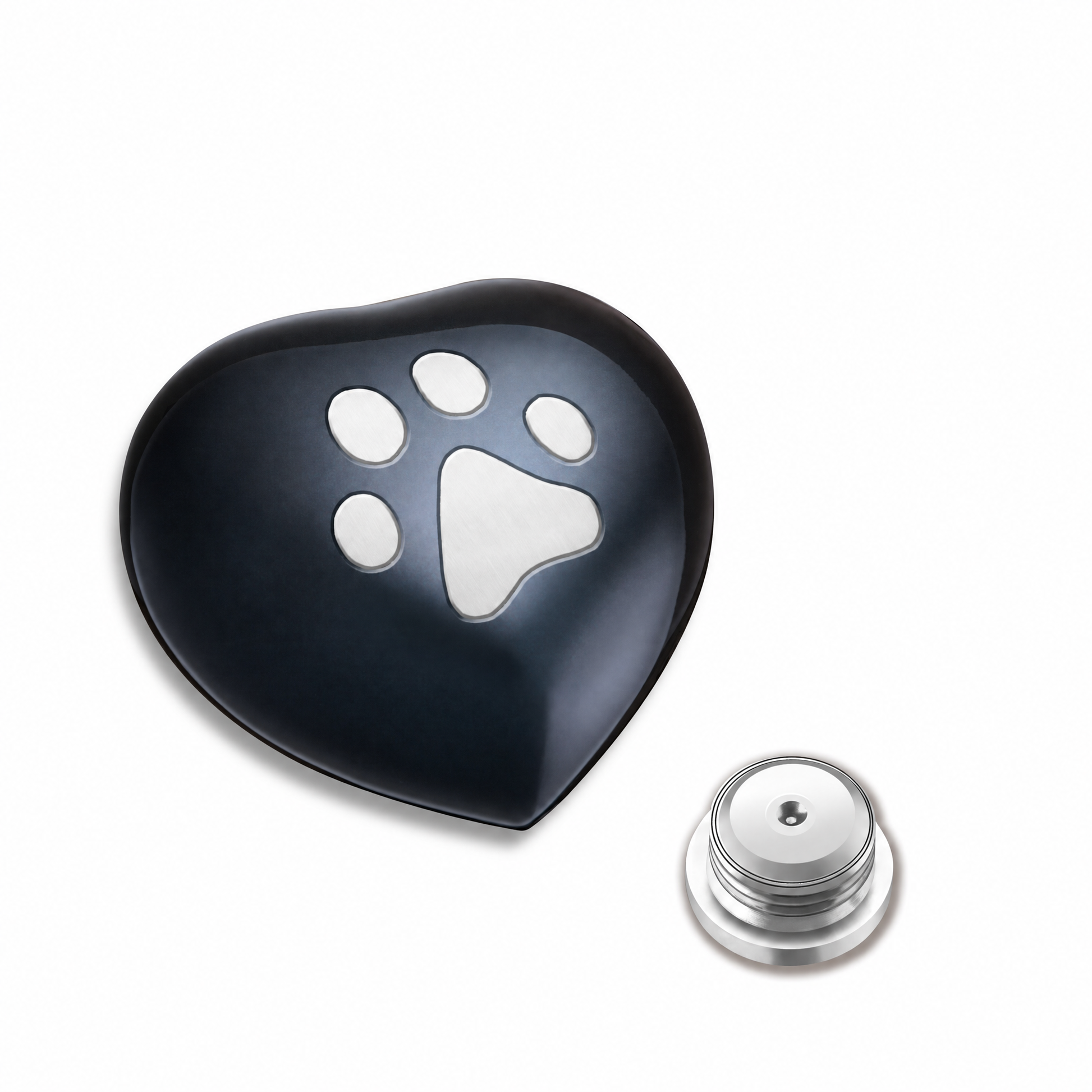 Keepsake Single Paw Heart Pet Urn Midnight & Bru Pewter
