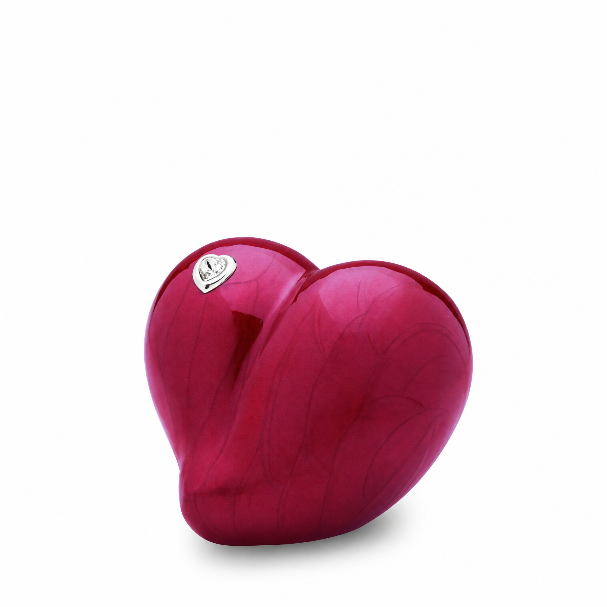 LoveHeart™ Keepsake Urn Pearl Red & Pol Silver w/Swarovski®