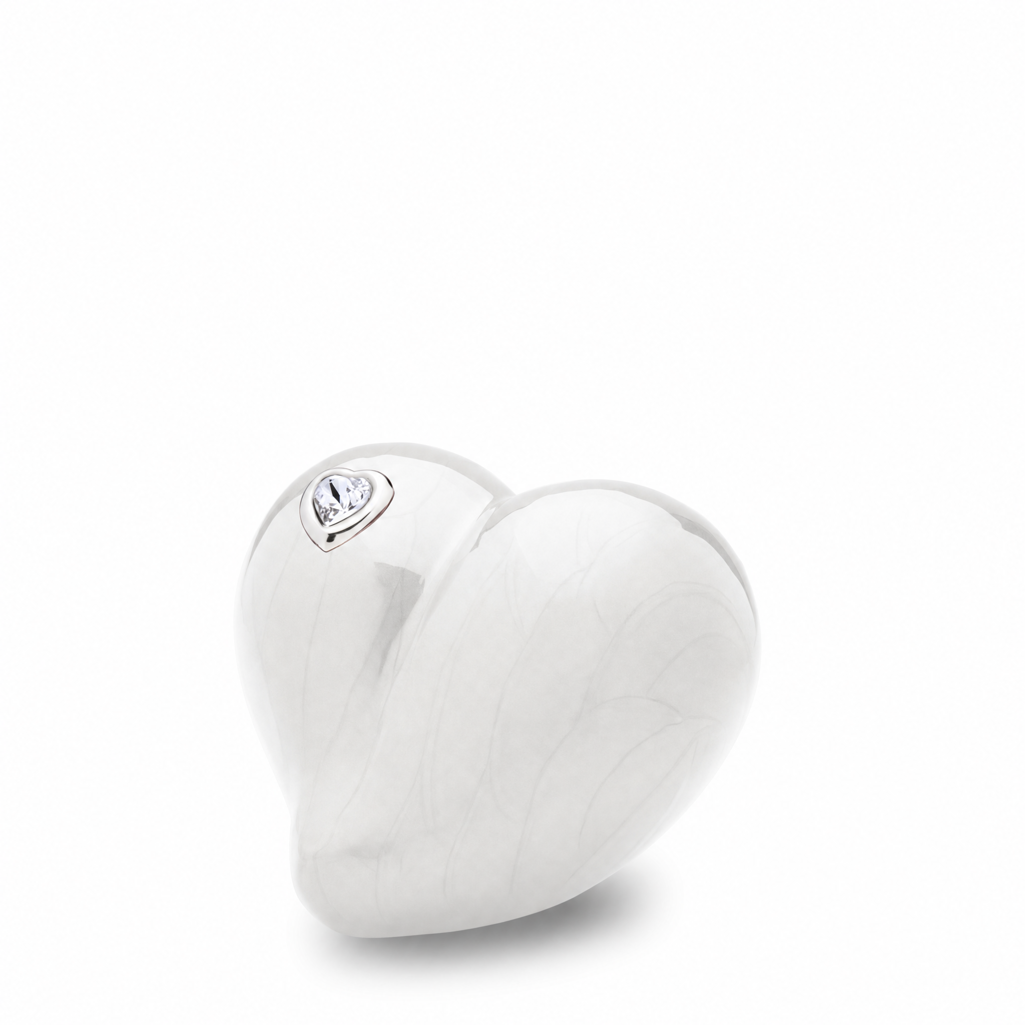 LoveHeart™ Keepsake Urn Pearl Red & Pol Silver w/Swarovski®