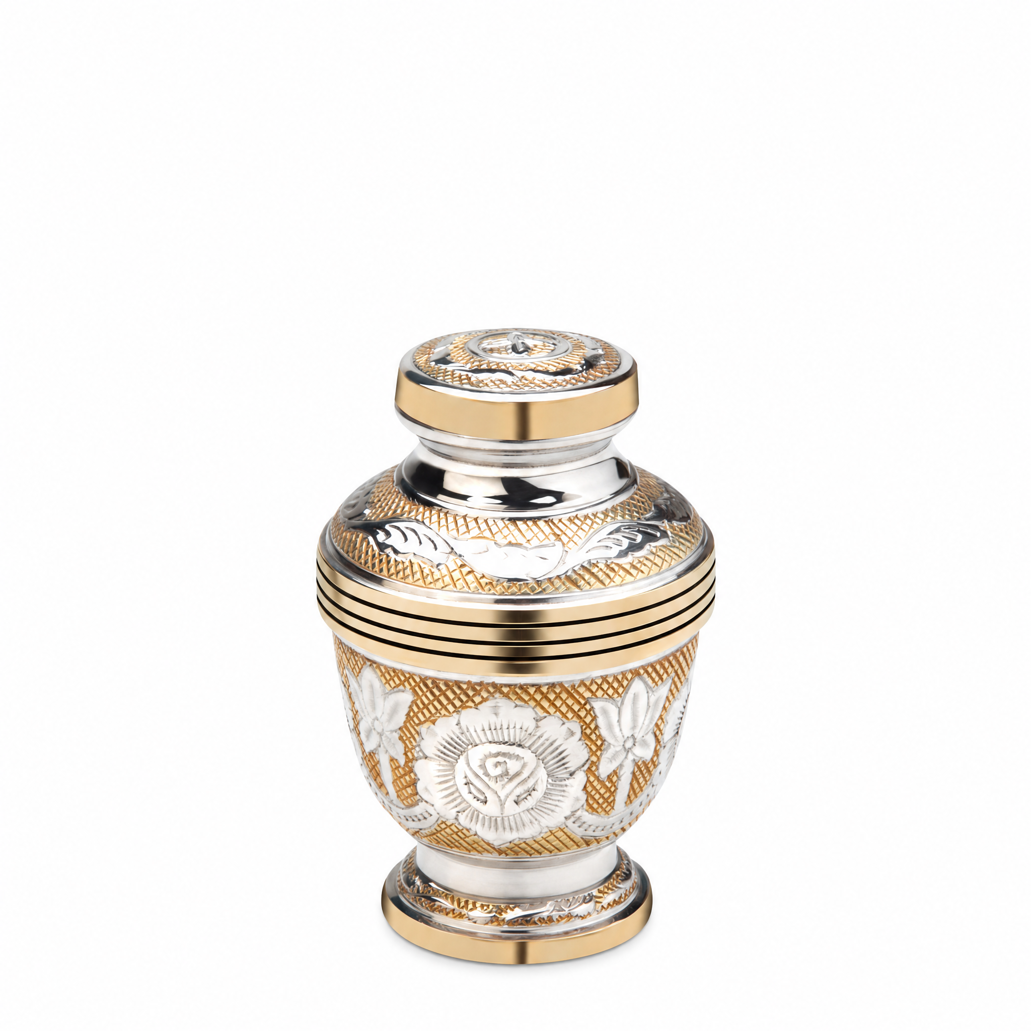 Elegant™ Floral Keepsake Urn Pol Silver