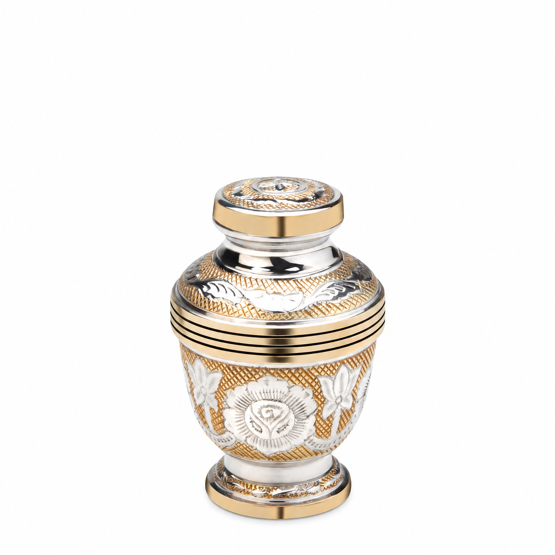 Elegant™ Floral Keepsake Urn Pol Silver