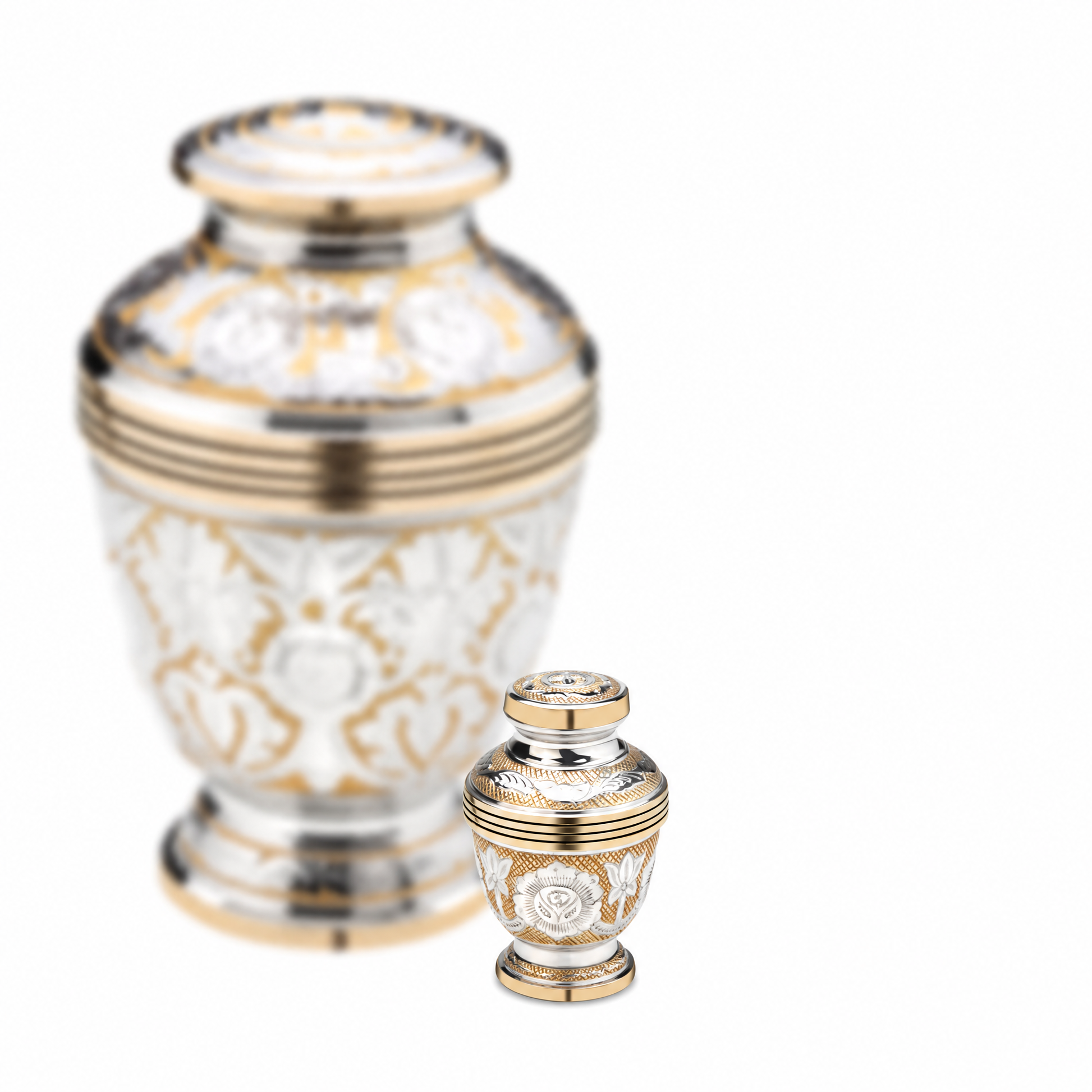Elegant™ Floral Keepsake Urn Pol Silver