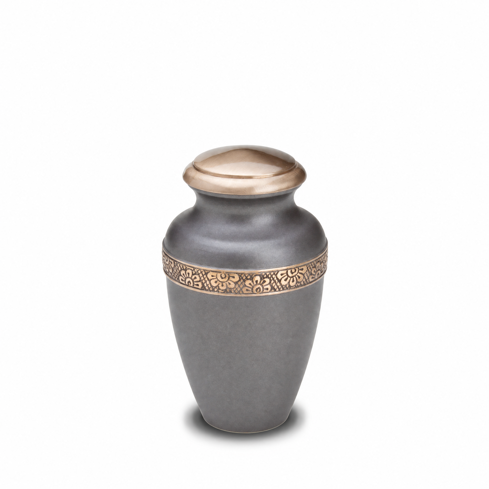 Floral Band Keepsake Urn Slate & Bru Gold
