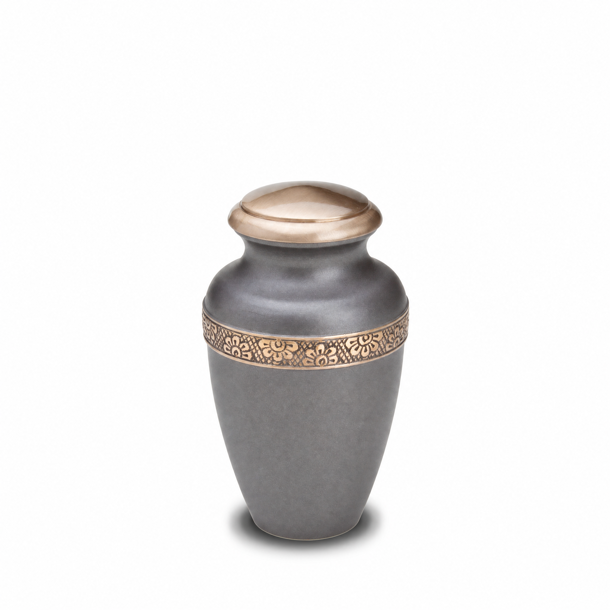 Floral Band Keepsake Urn Slate & Bru Gold