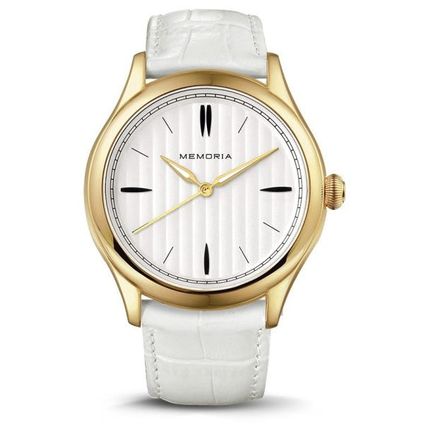 Lux Gold memorial watch — white strap