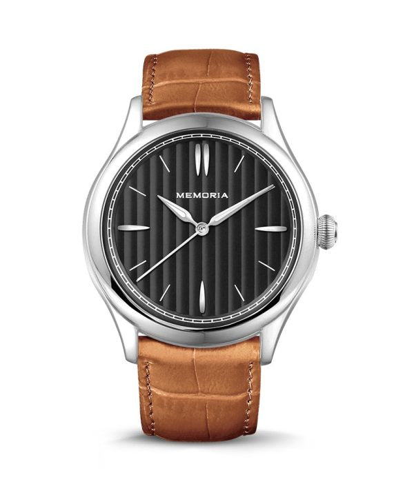 Lux Night memorial watch — cognac brown strap