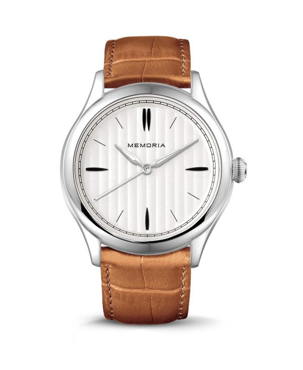Lux Snow memorial watch — cognac brown strap