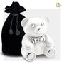 M1012   CuddleBear Child Urn Pearl White & Pol Silver w/Crystal