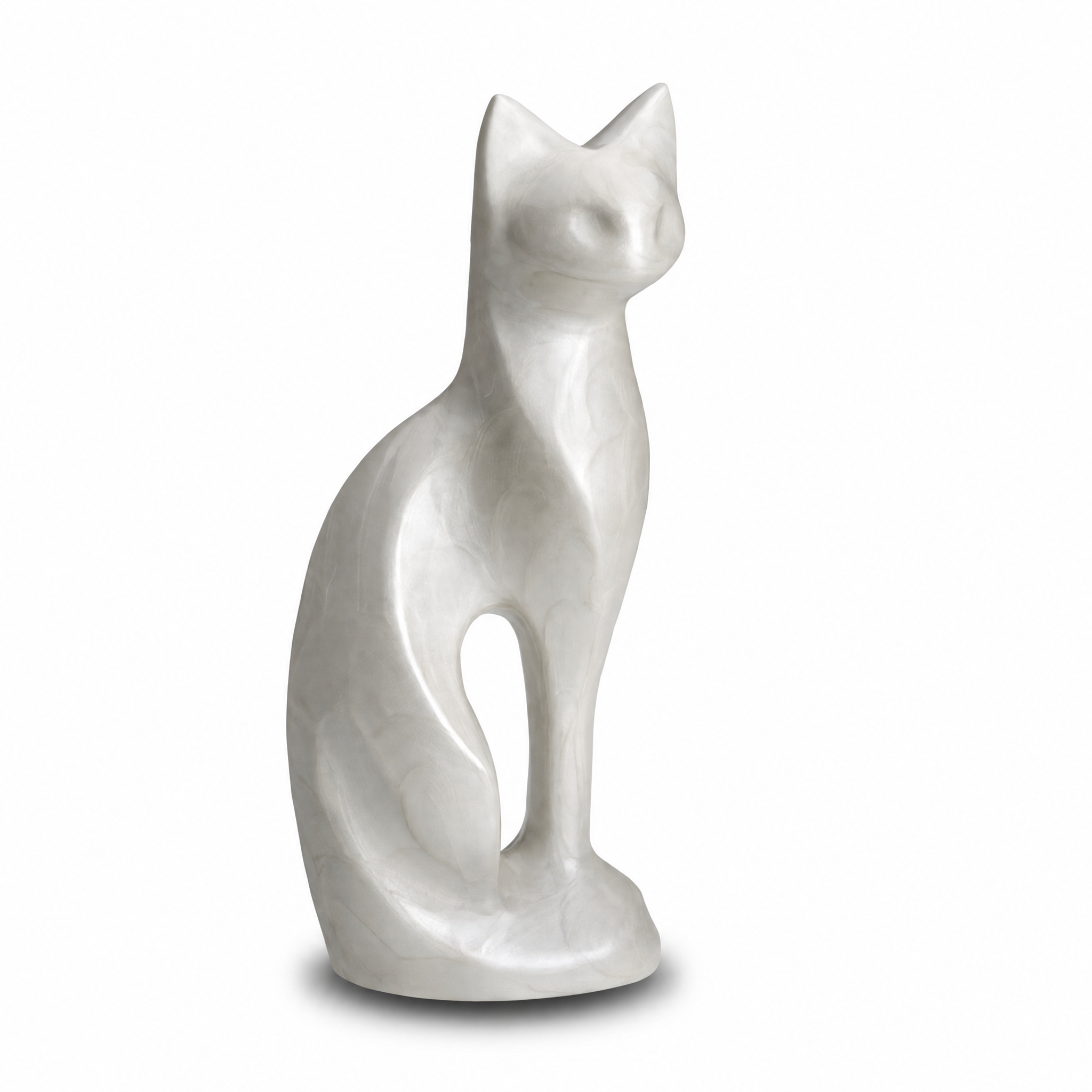 Cat Pet Urn Pearl White