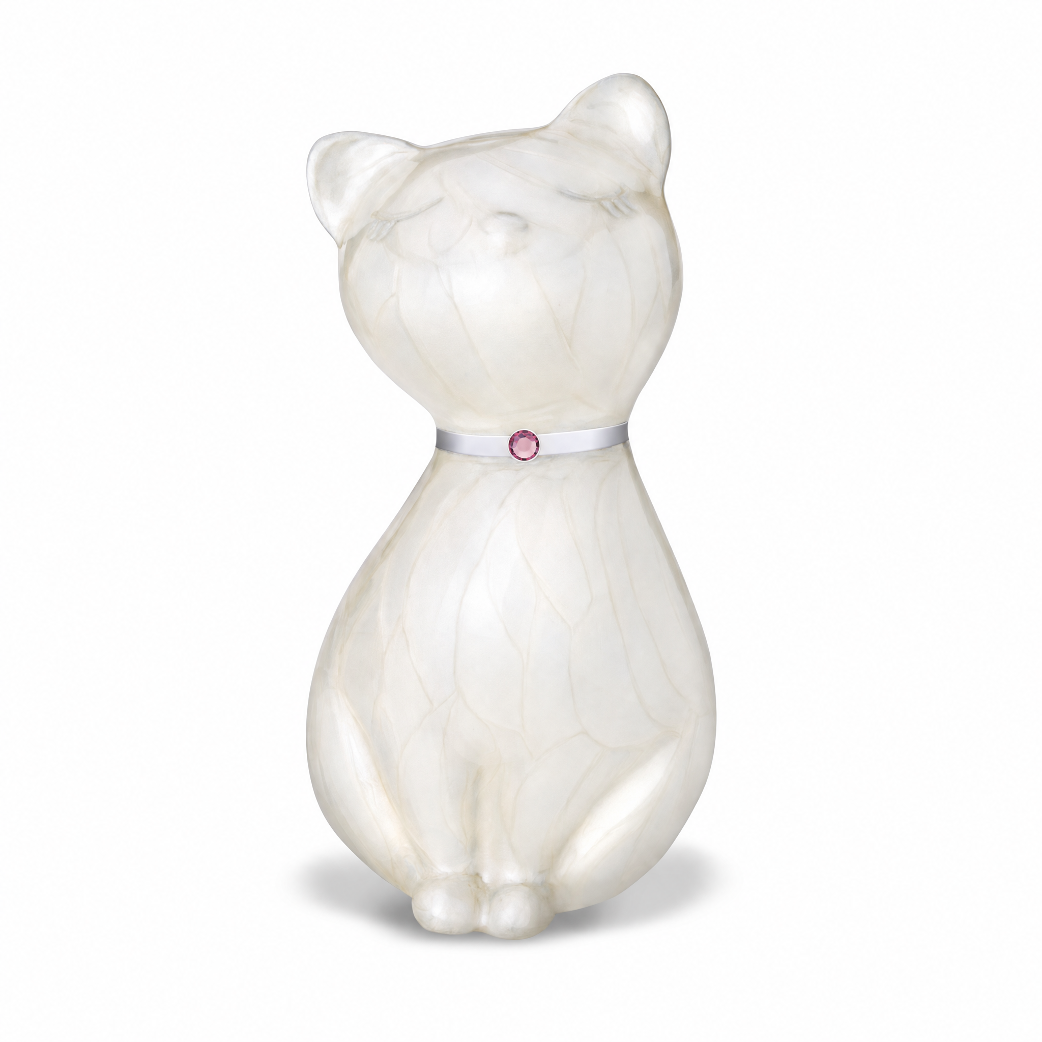 PrincessCat™ Pet Urn Pearl White & Bru Pewter w/Swarovski®