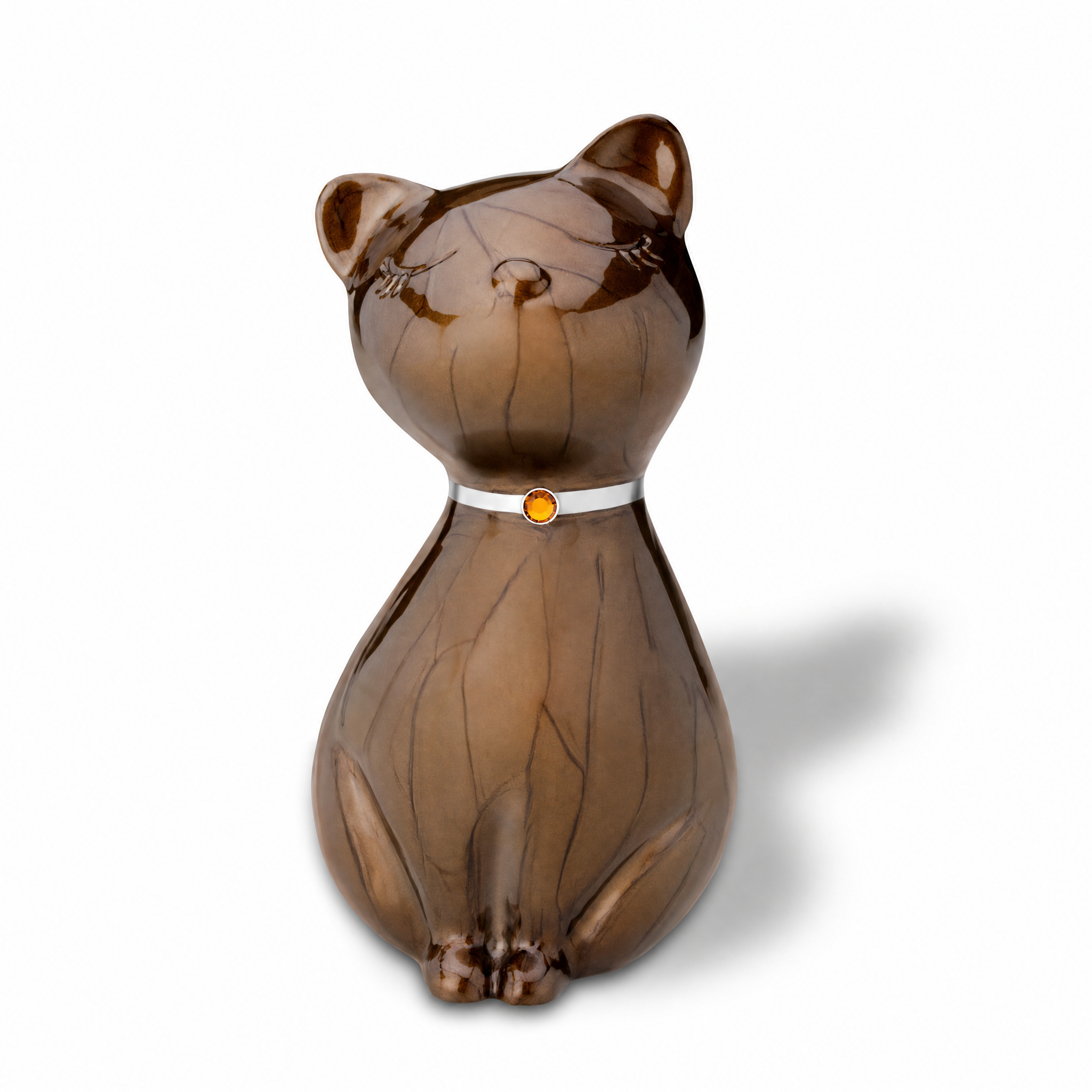 PrincessCat™ Pet Urn Pearl Bronze & Bru Pewter w/Swarovski®