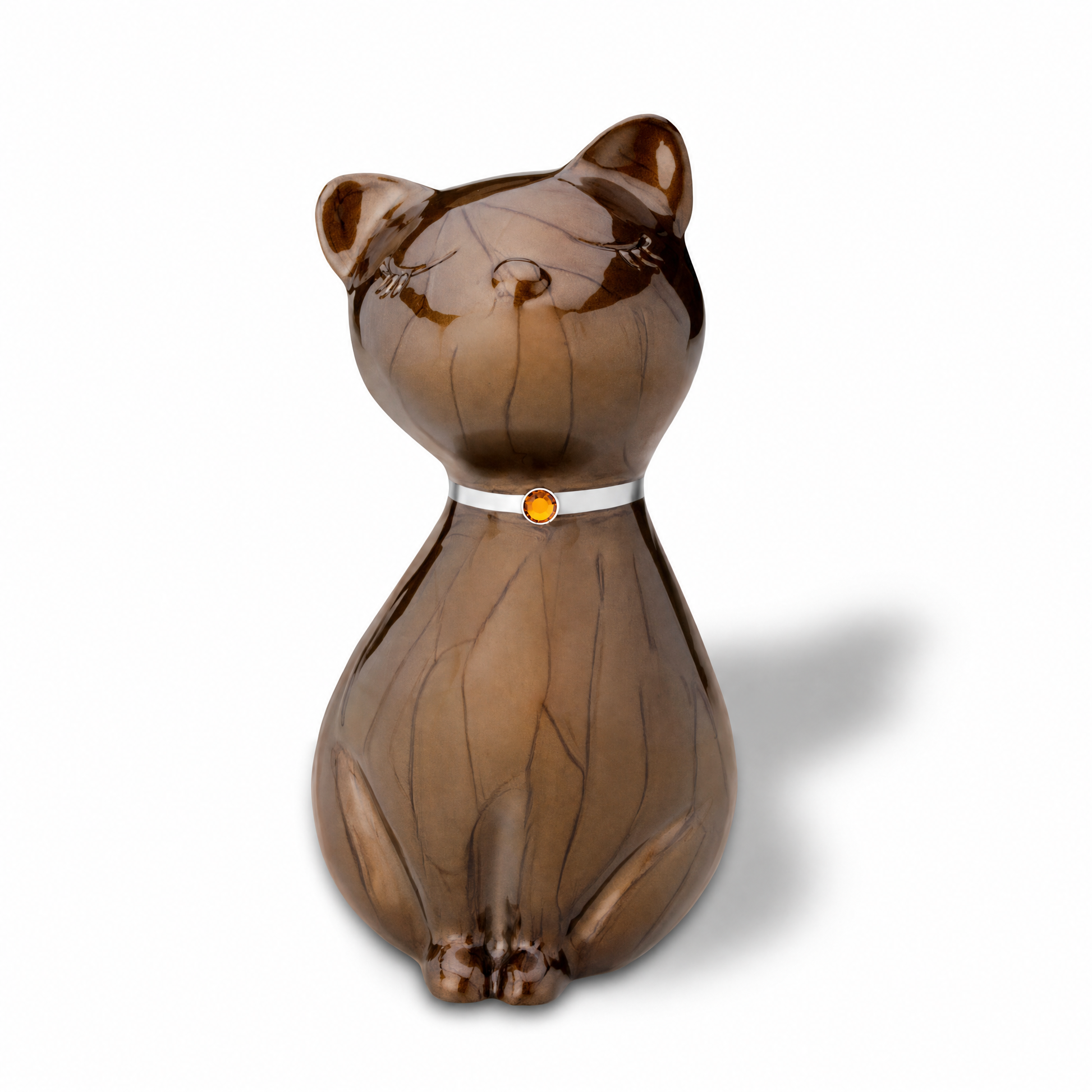 PrincessCat™ Pet Urn Pearl Bronze & Bru Pewter w/Swarovski®