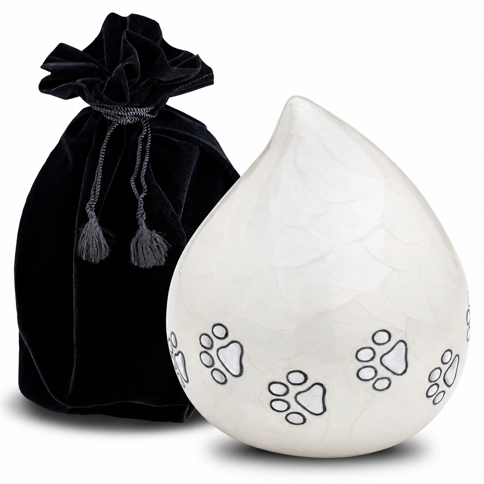 LoveDrop™ Pet Urn Pearl White & Bru Pewter