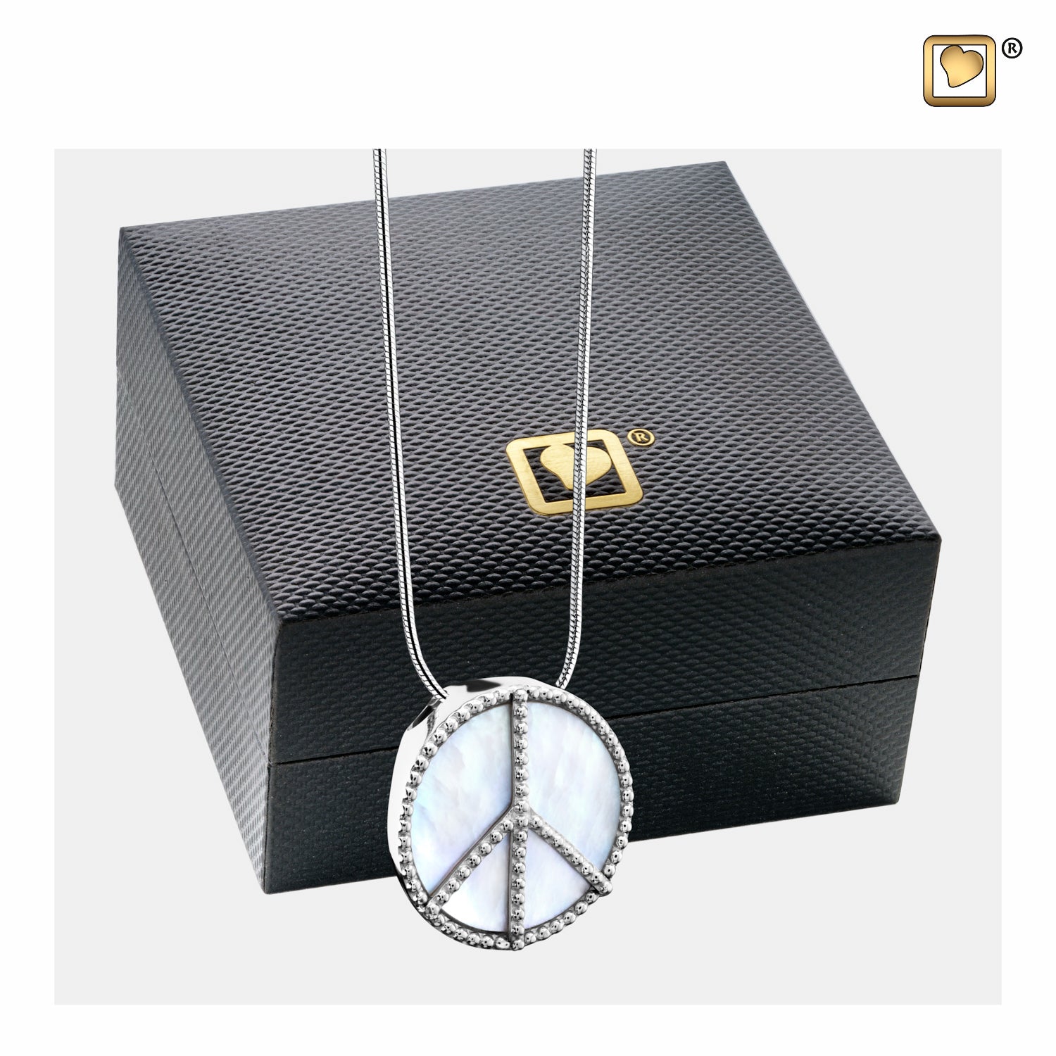 Mother of Pearl Peace Pendant Rhodium Plated