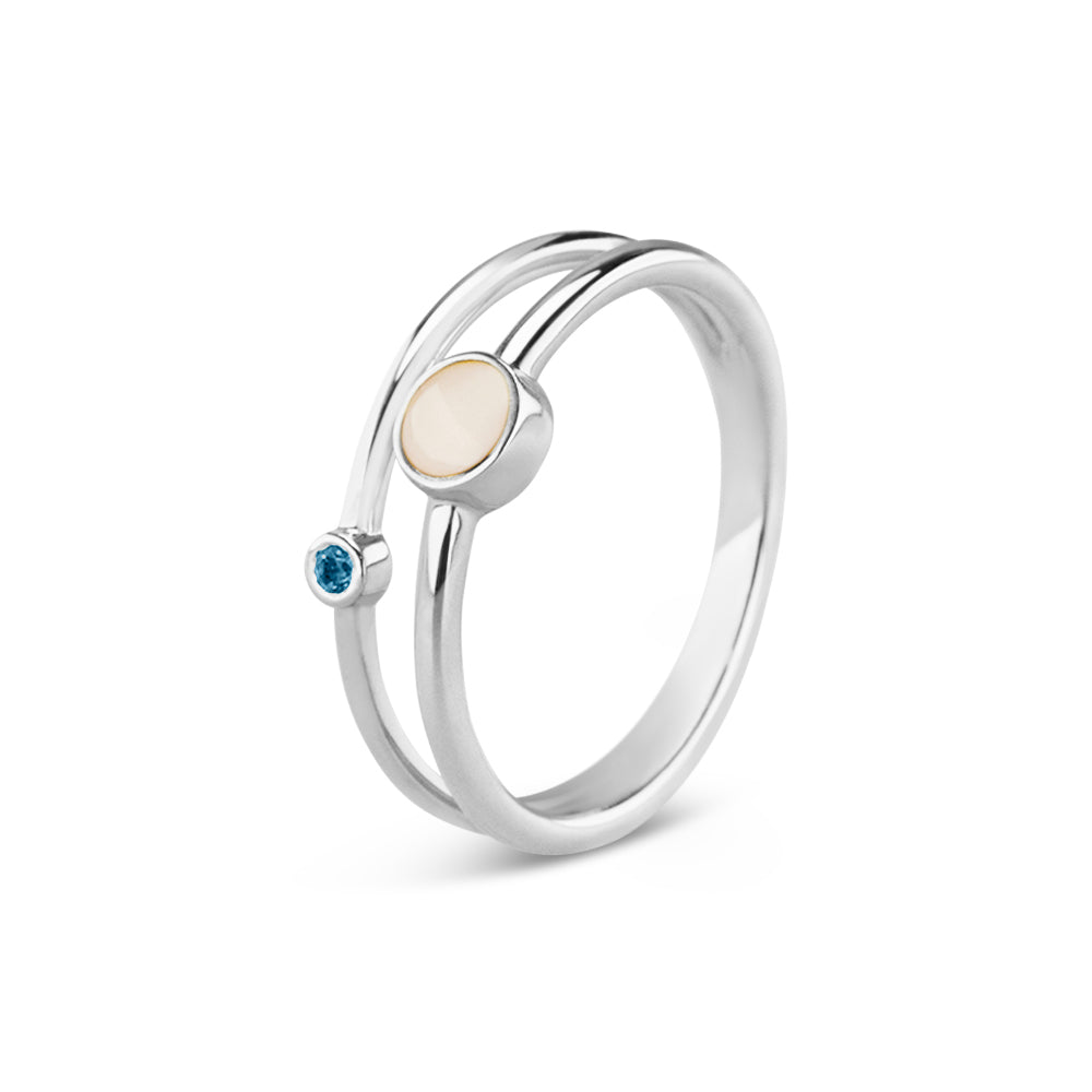 Double Band Birthstone Ring