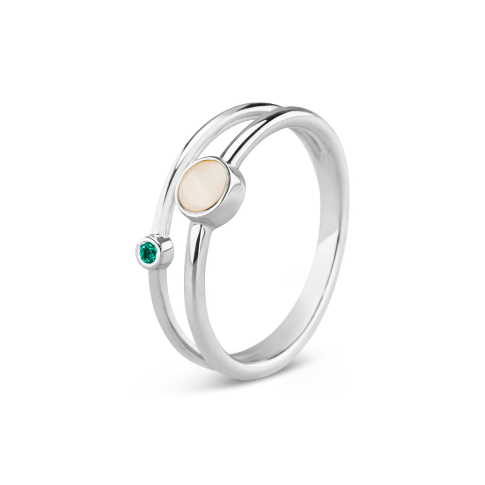 Double Band Birthstone Ring