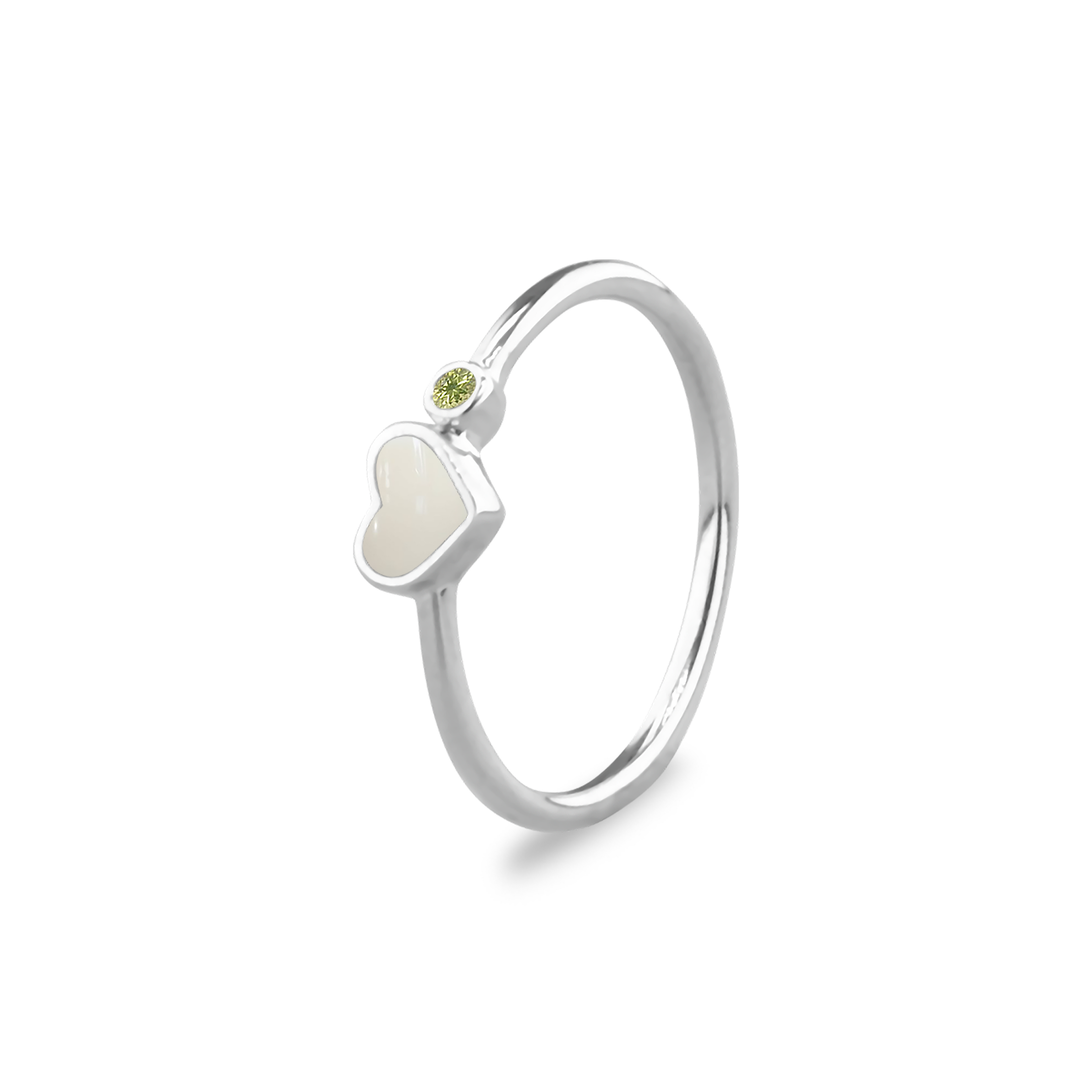 Single Band Heart Birthstone Ring