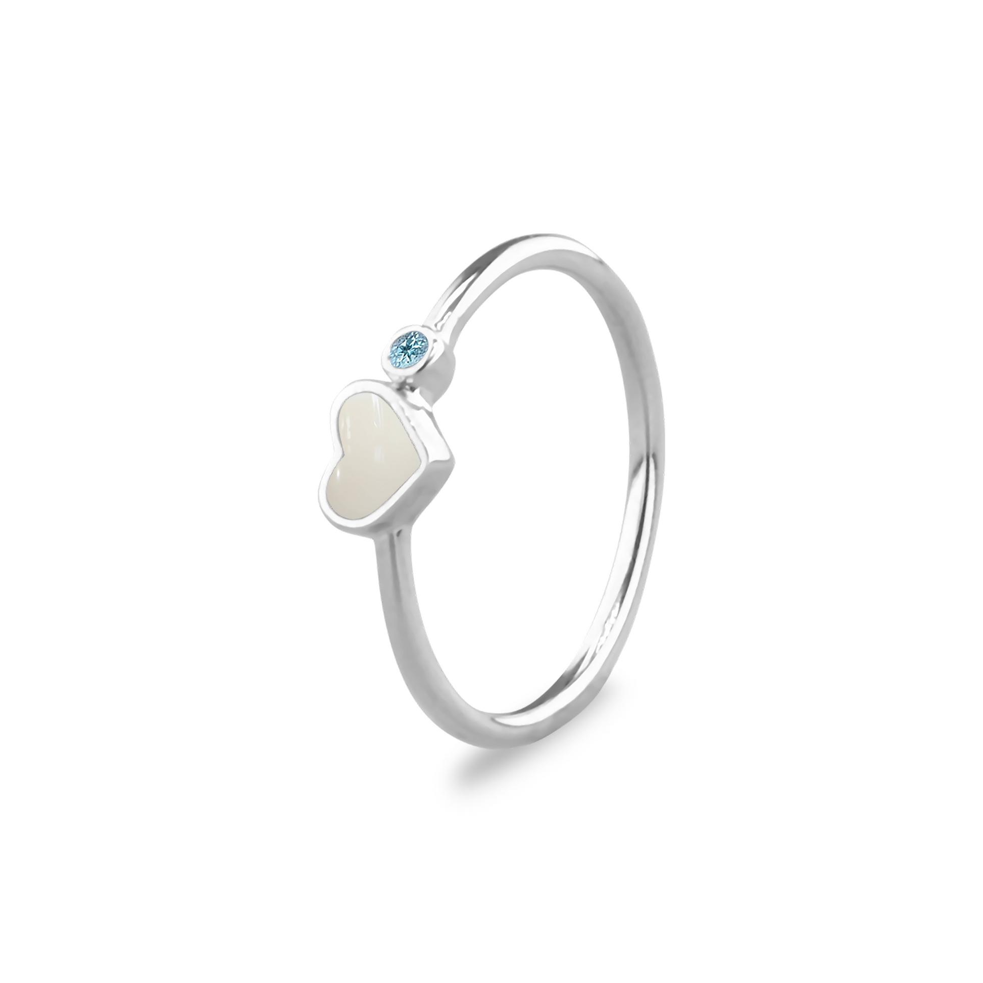 Single Band Heart Birthstone Ring