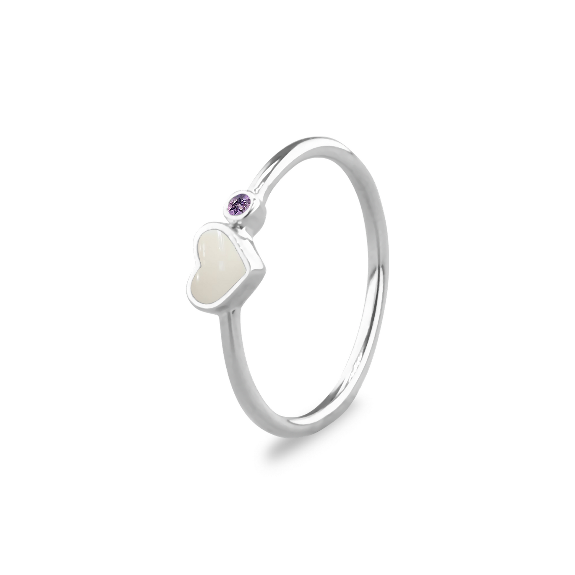 Single Band Heart Birthstone Ring