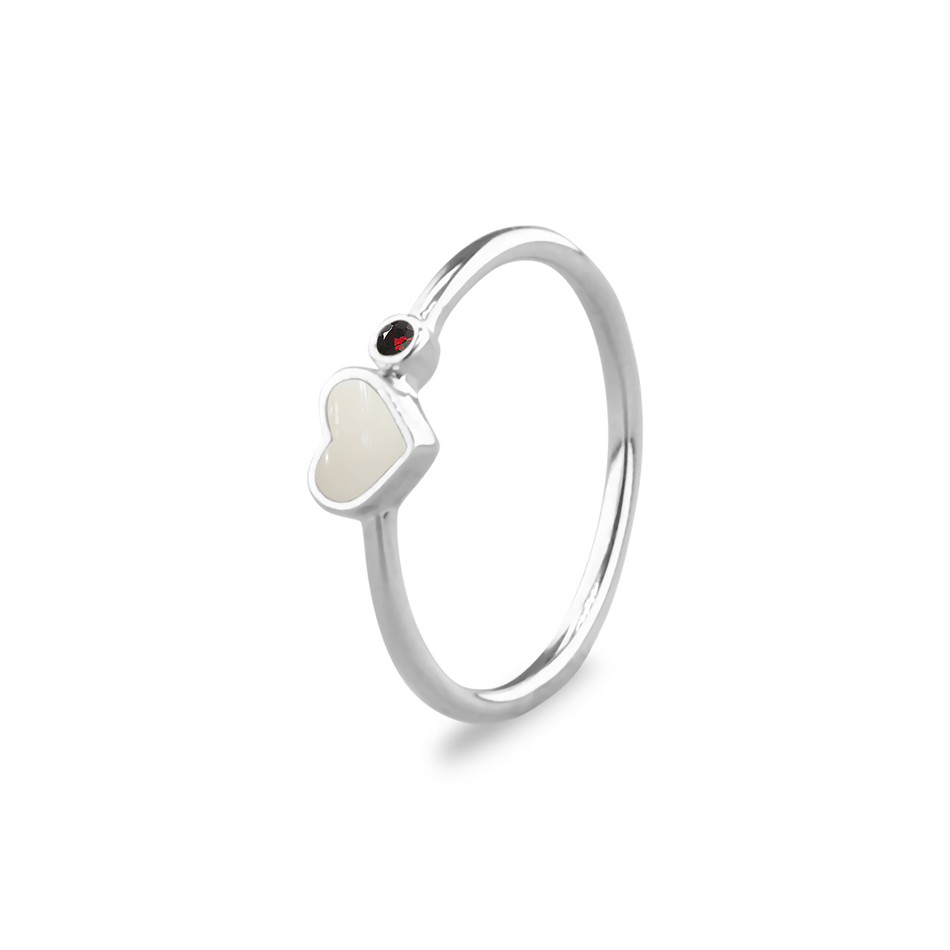 Single Band Heart Birthstone Ring