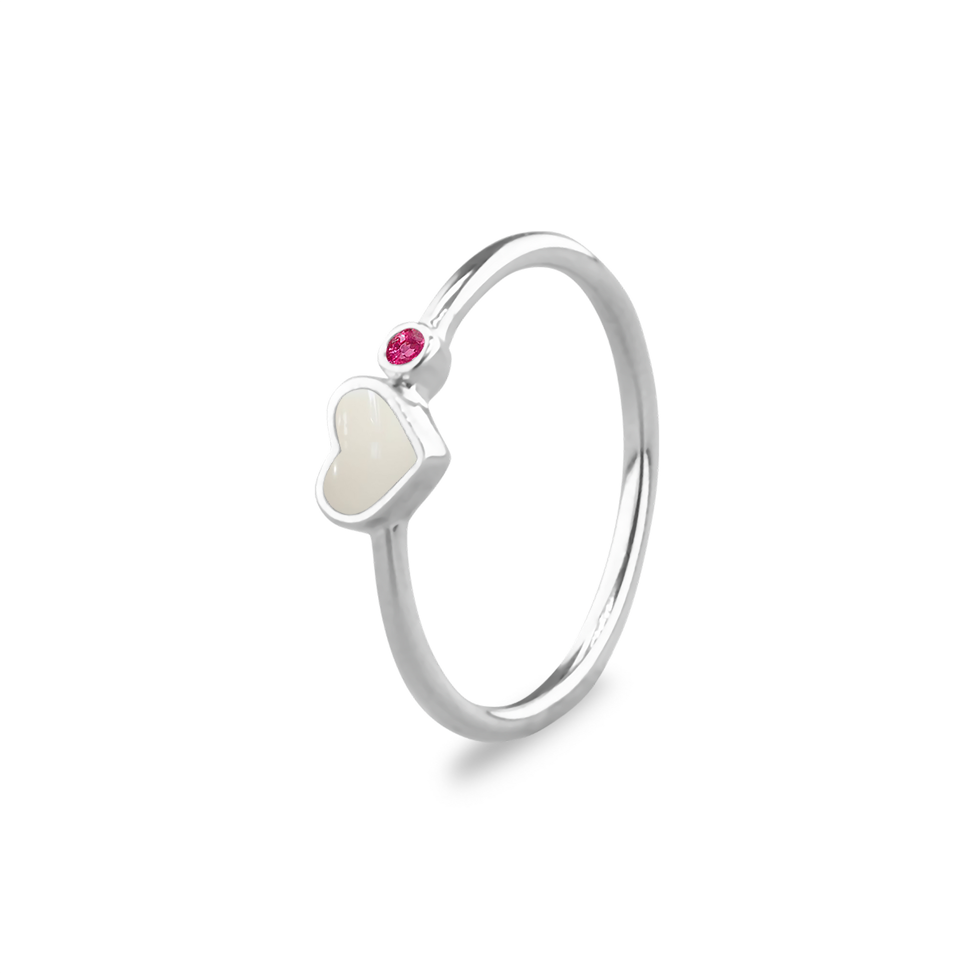 Single Band Heart Birthstone Ring