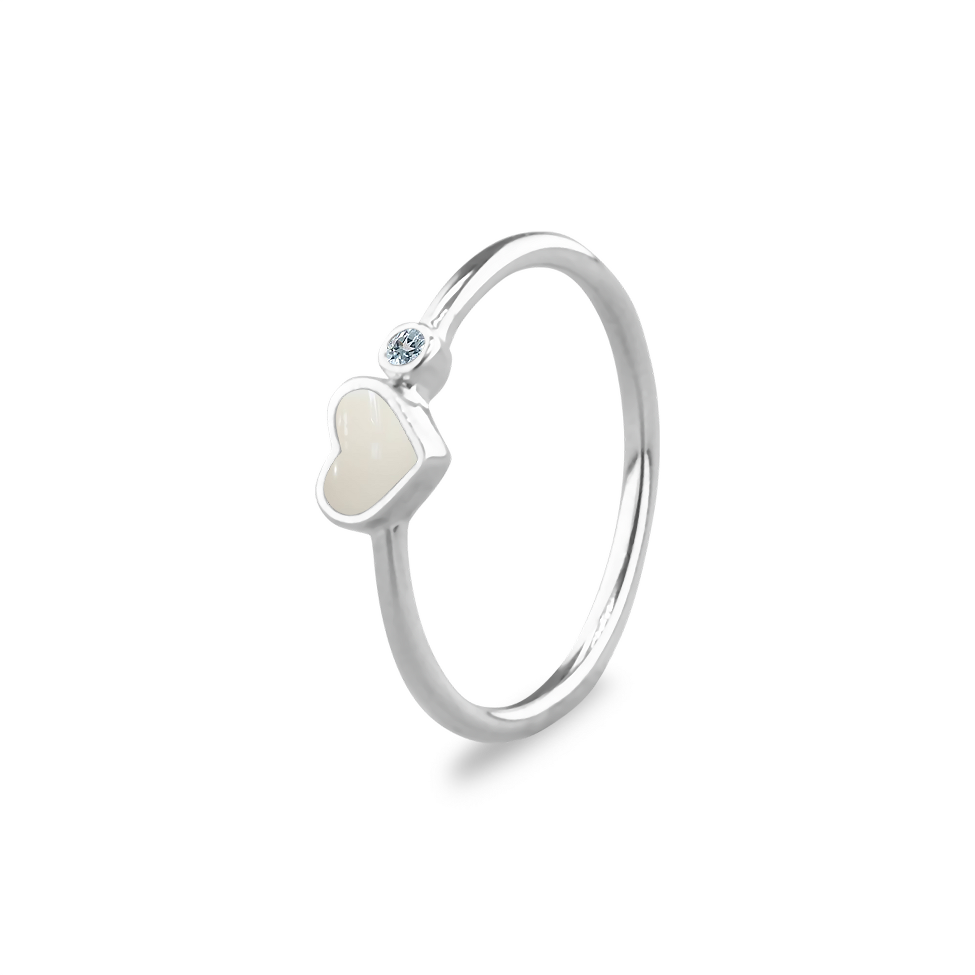 Single Band Heart Birthstone Ring