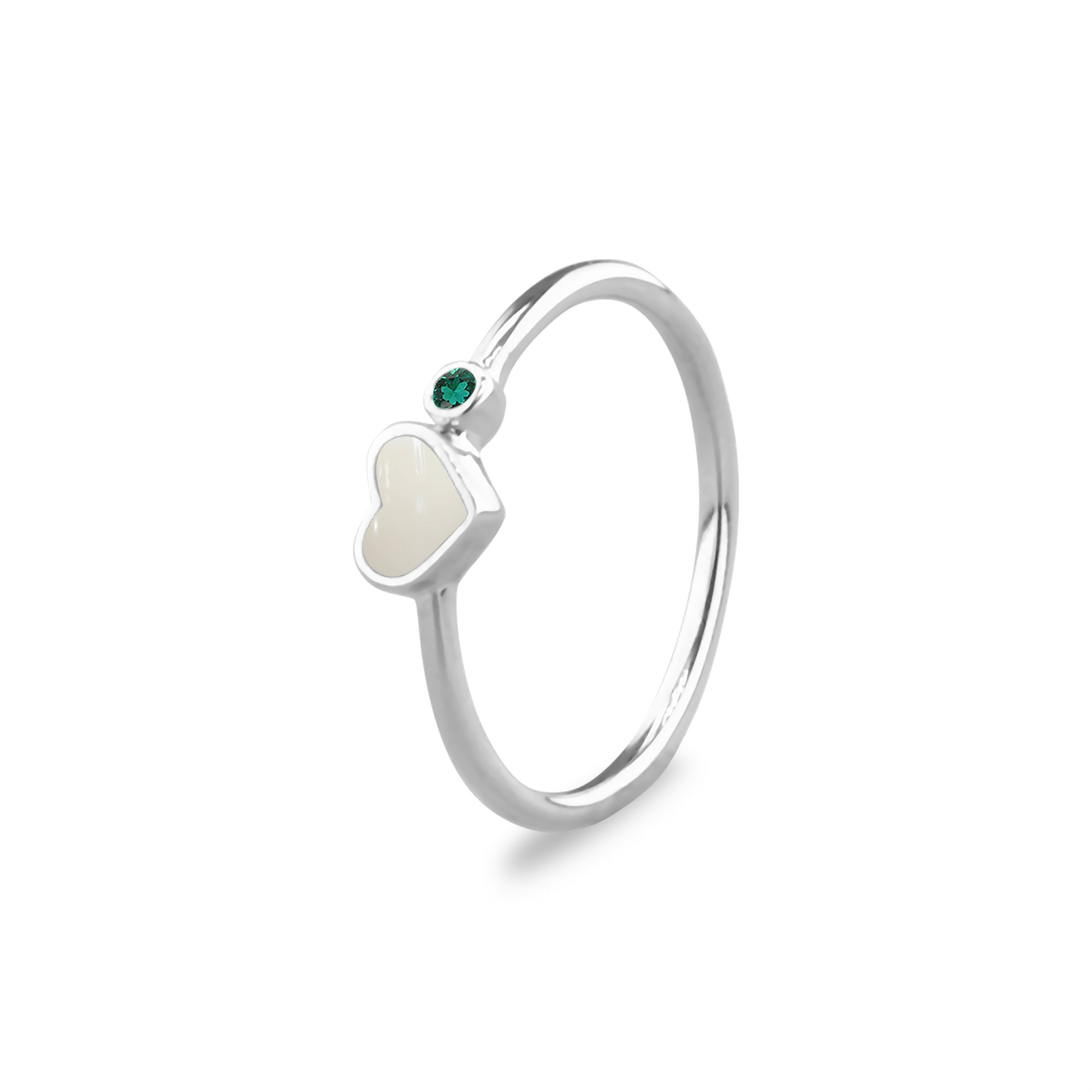 Single Band Heart Birthstone Ring