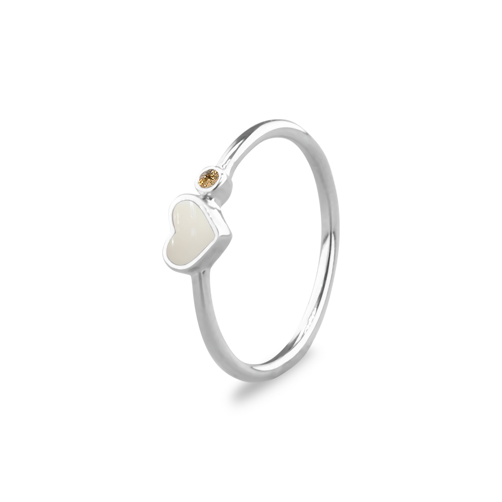 Single Band Heart Birthstone Ring
