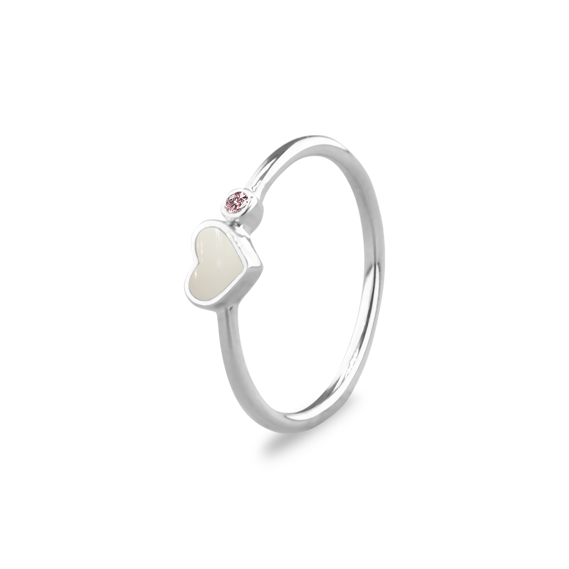 Single Band Heart Birthstone Ring