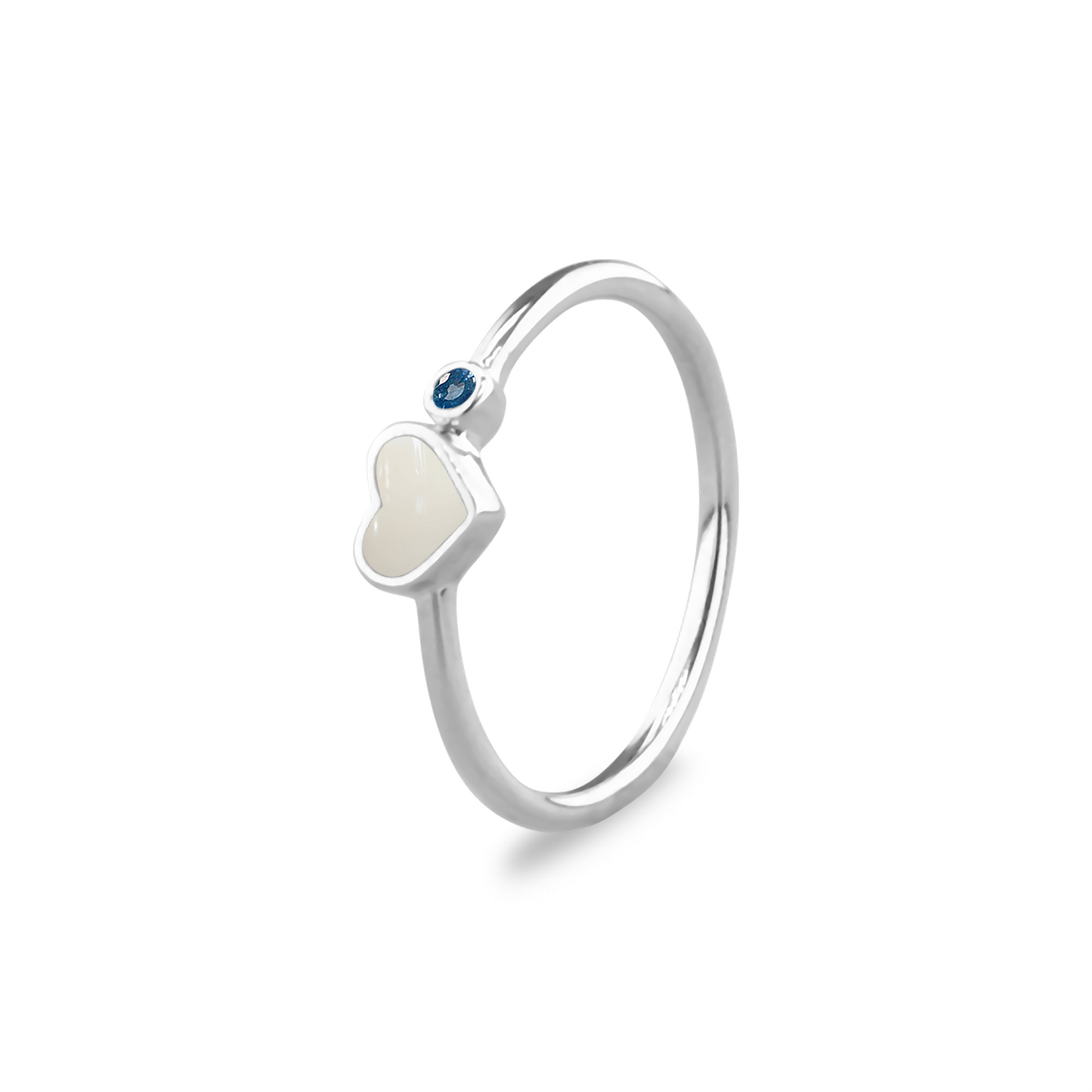 Single Band Heart Birthstone Ring